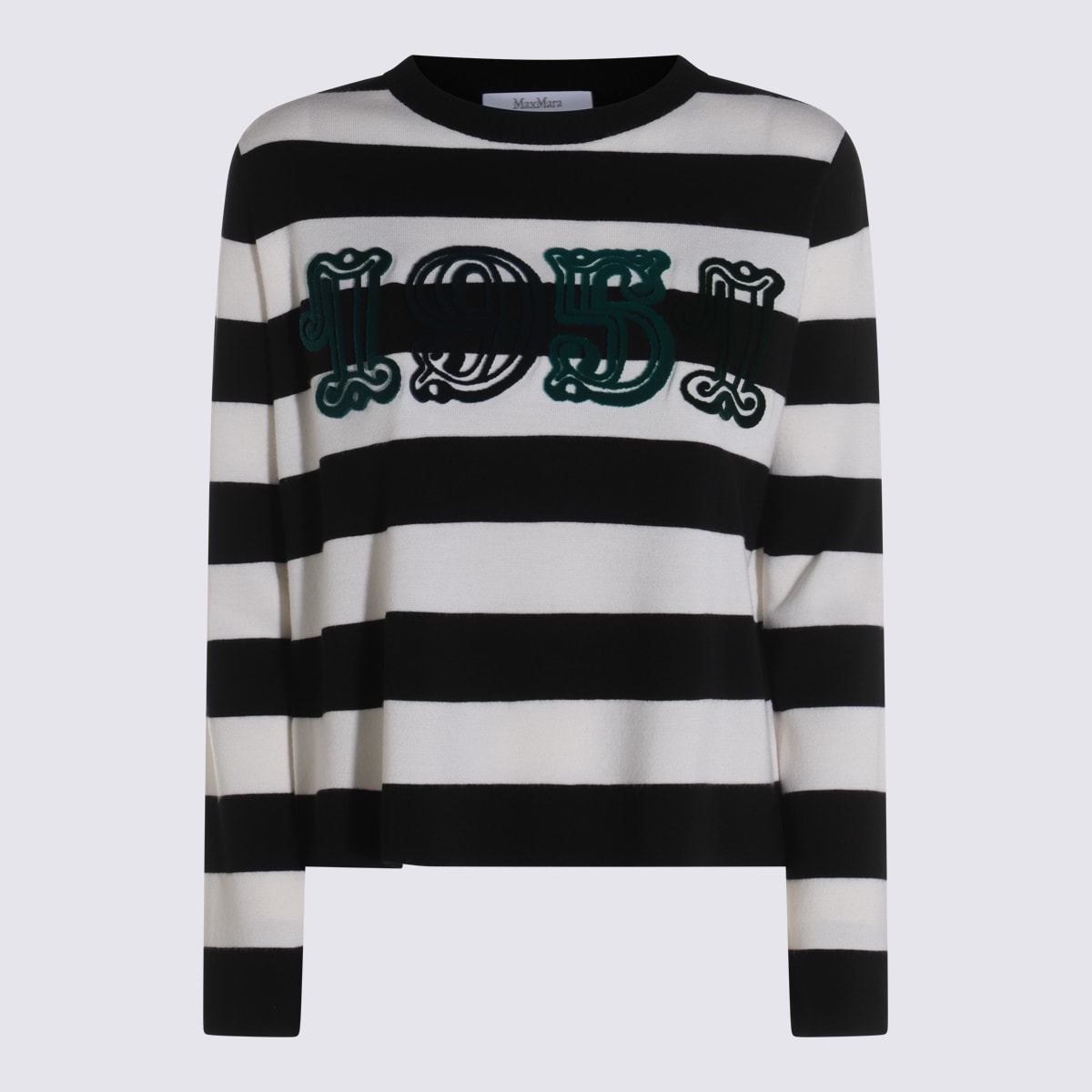 Max Mara White And Black Wool Knitwearr