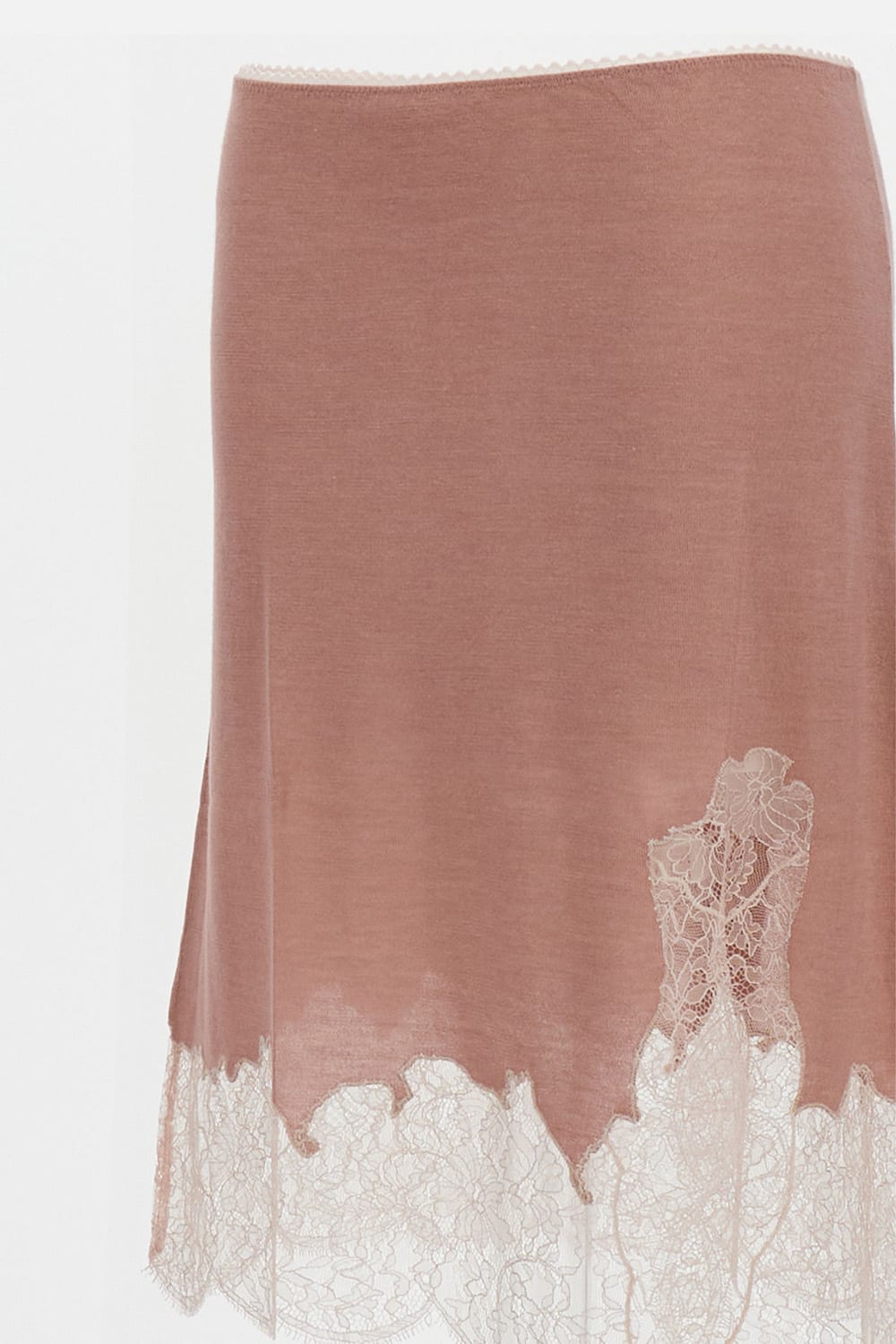 Fendi Women Cashmere And Silk Skirt With Lace Profiles In Pink