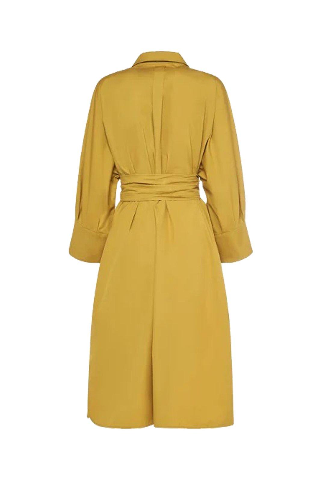 Shop 's Max Mara Belted Long-sleeved Dress In Mustard