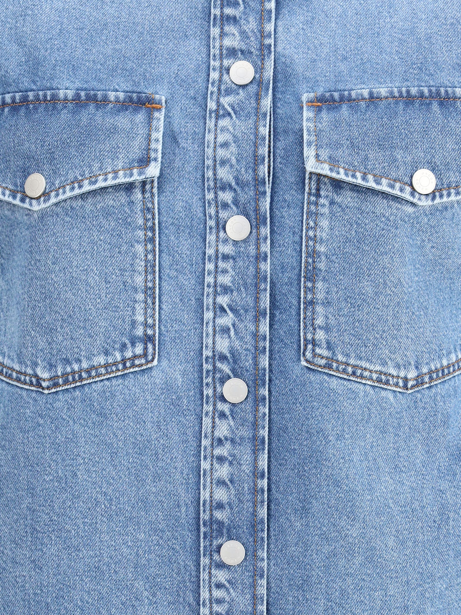Jacob Cohen Women Western Cotton Denim Shirt In Blue