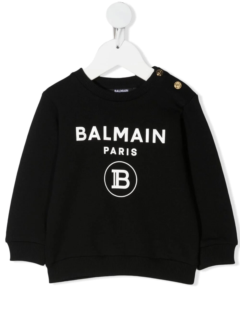 Balmain Newborn Black Sweatshirt With Golden Buttons