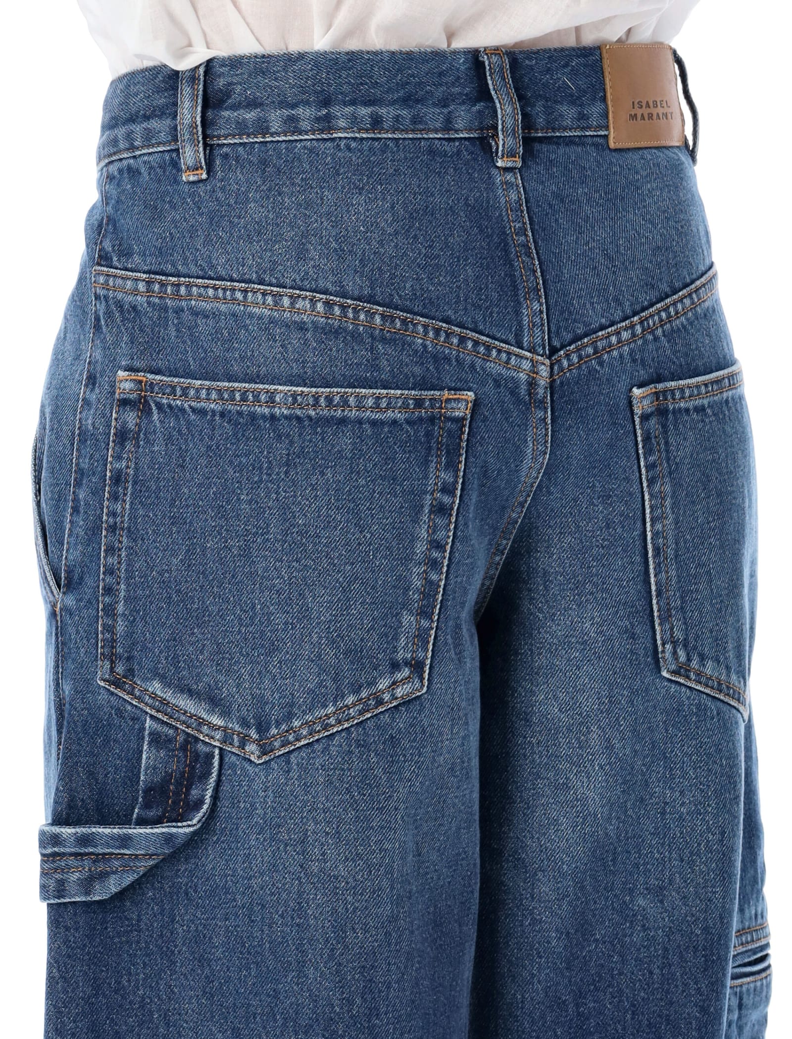 Shop Marant Etoile Solene Cargo Jeans In Blue