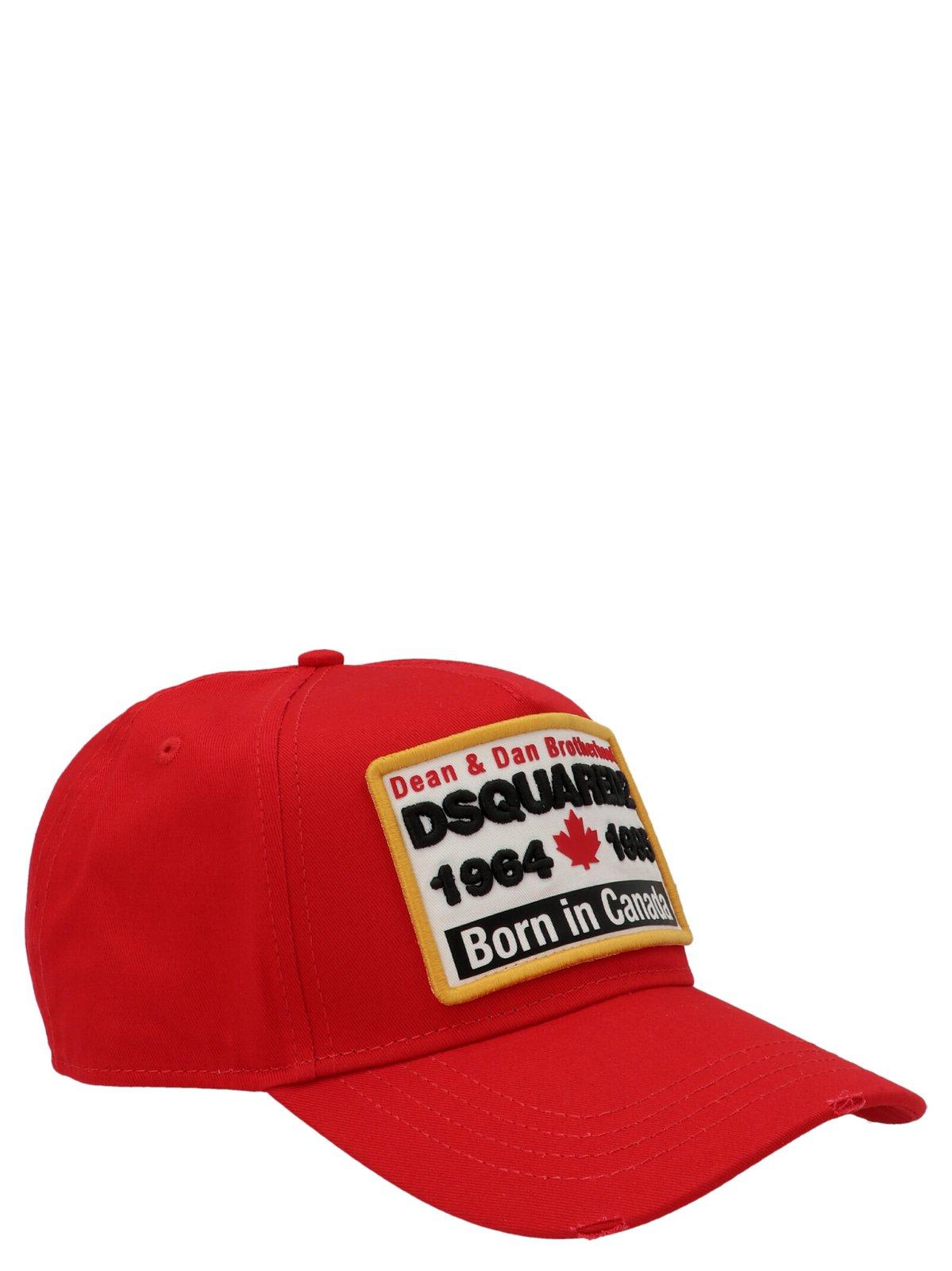 Shop Dsquared2 Logo Embroidered Distressed Baseball Cap In Rosso