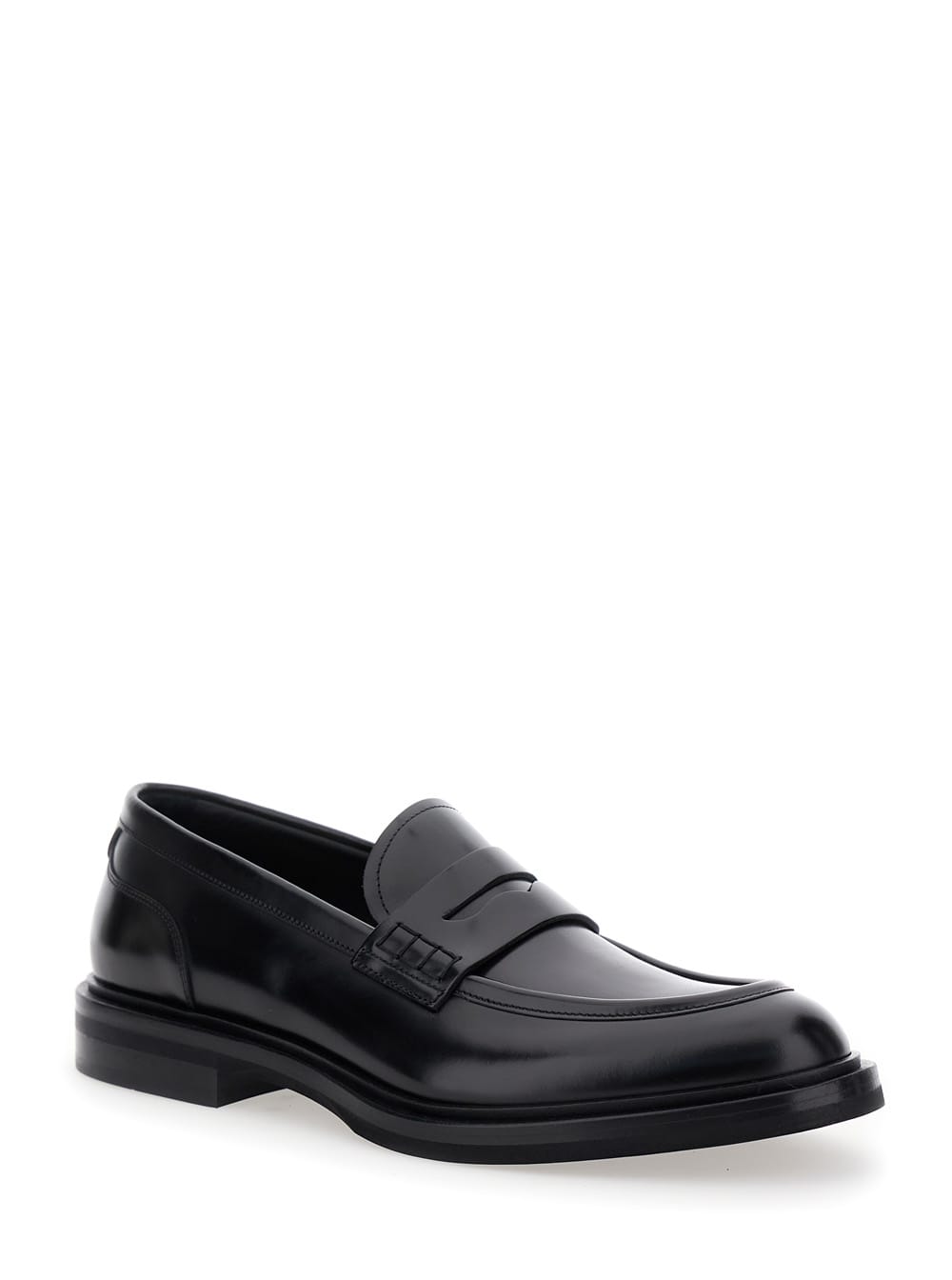 Shop Dolce & Gabbana Black Slip-on Loafers With Dg Logo In Leather Man