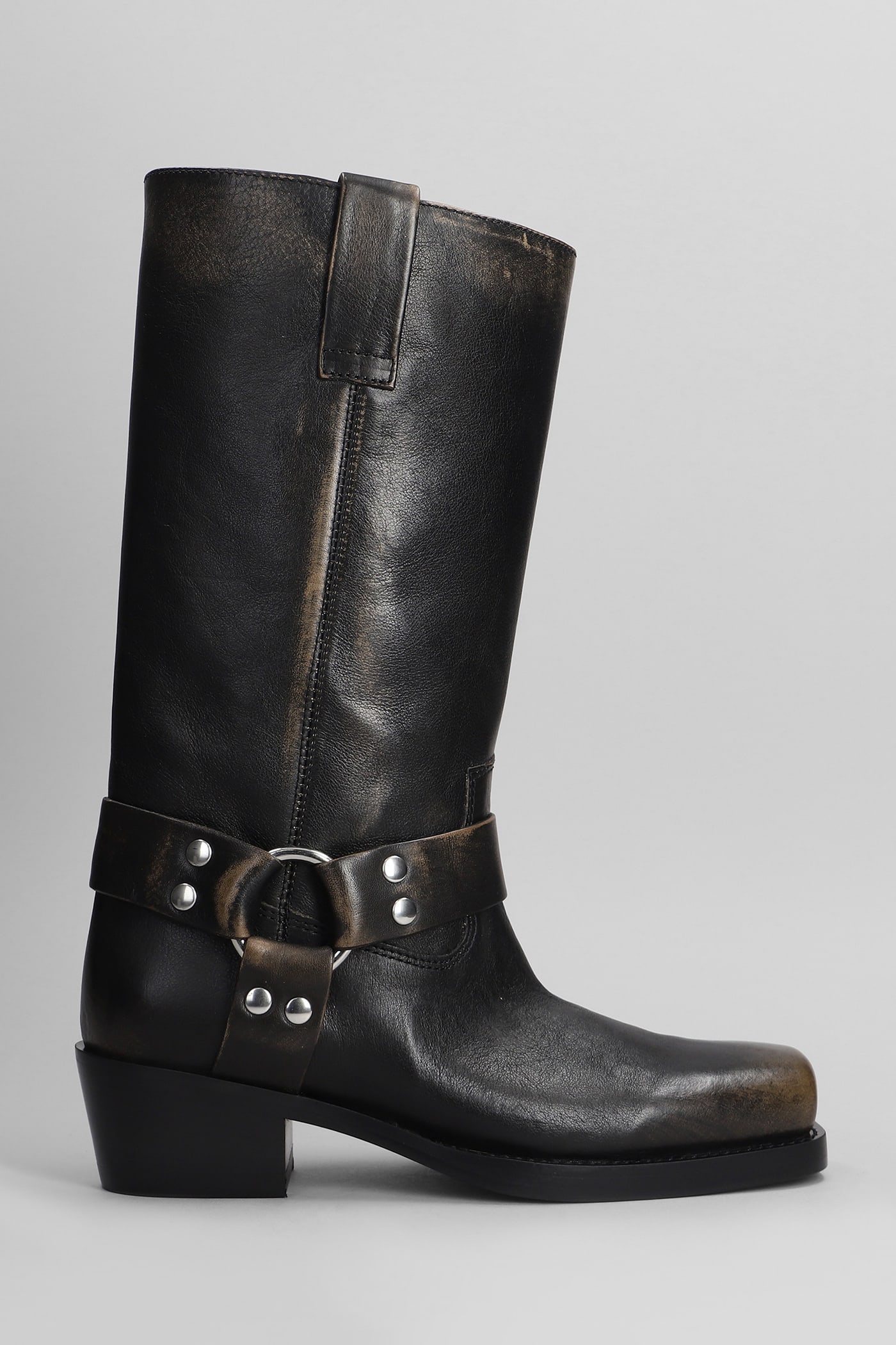 Roxy Boot Texan Ankle Boots In Black Leather