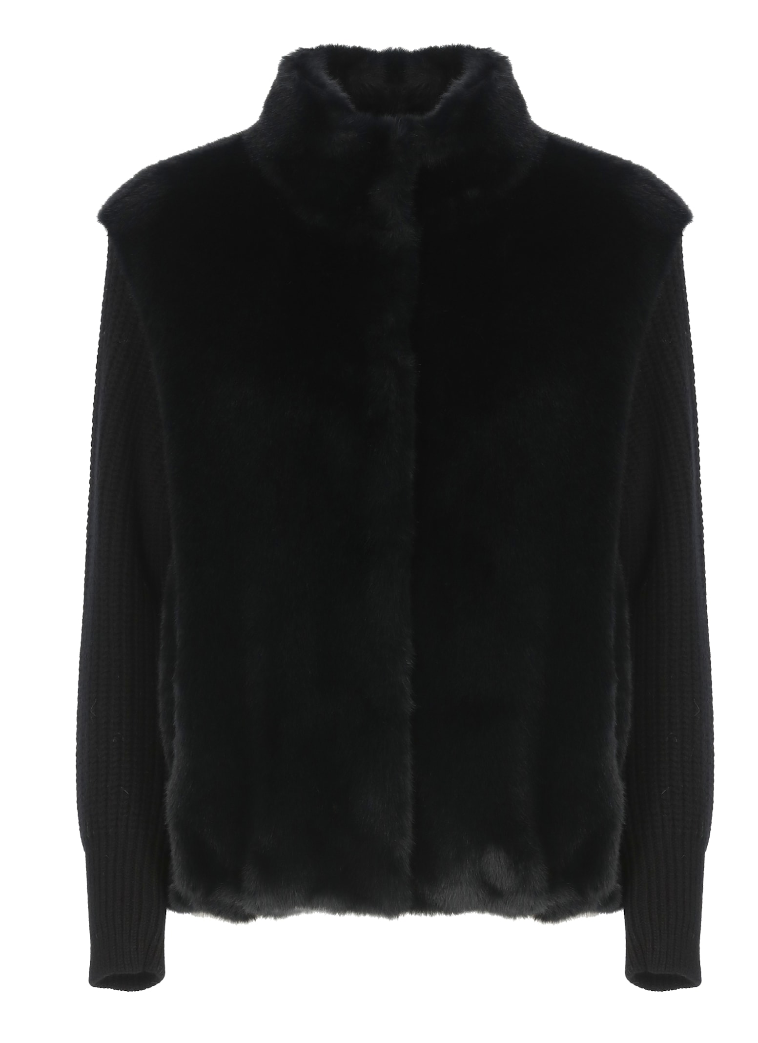 Herno Resort Faux Fur Jacket In Black