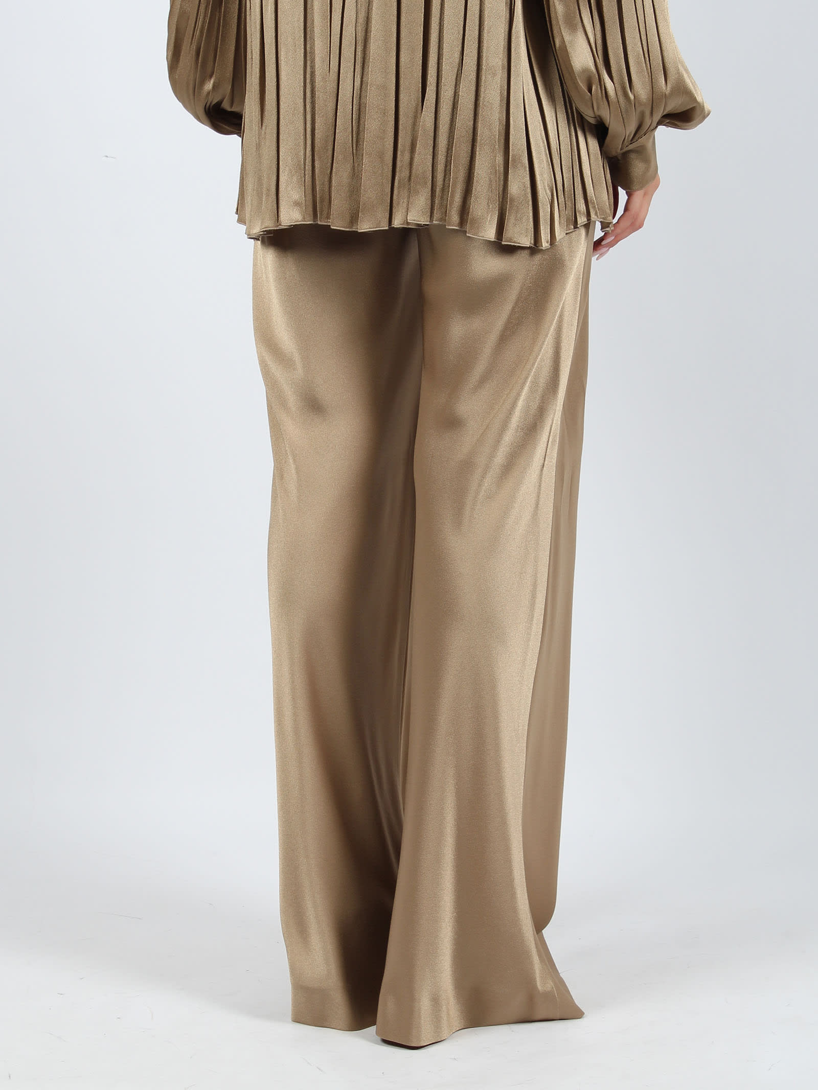 Shop Alberta Ferretti Satin Trousers In Light Brown