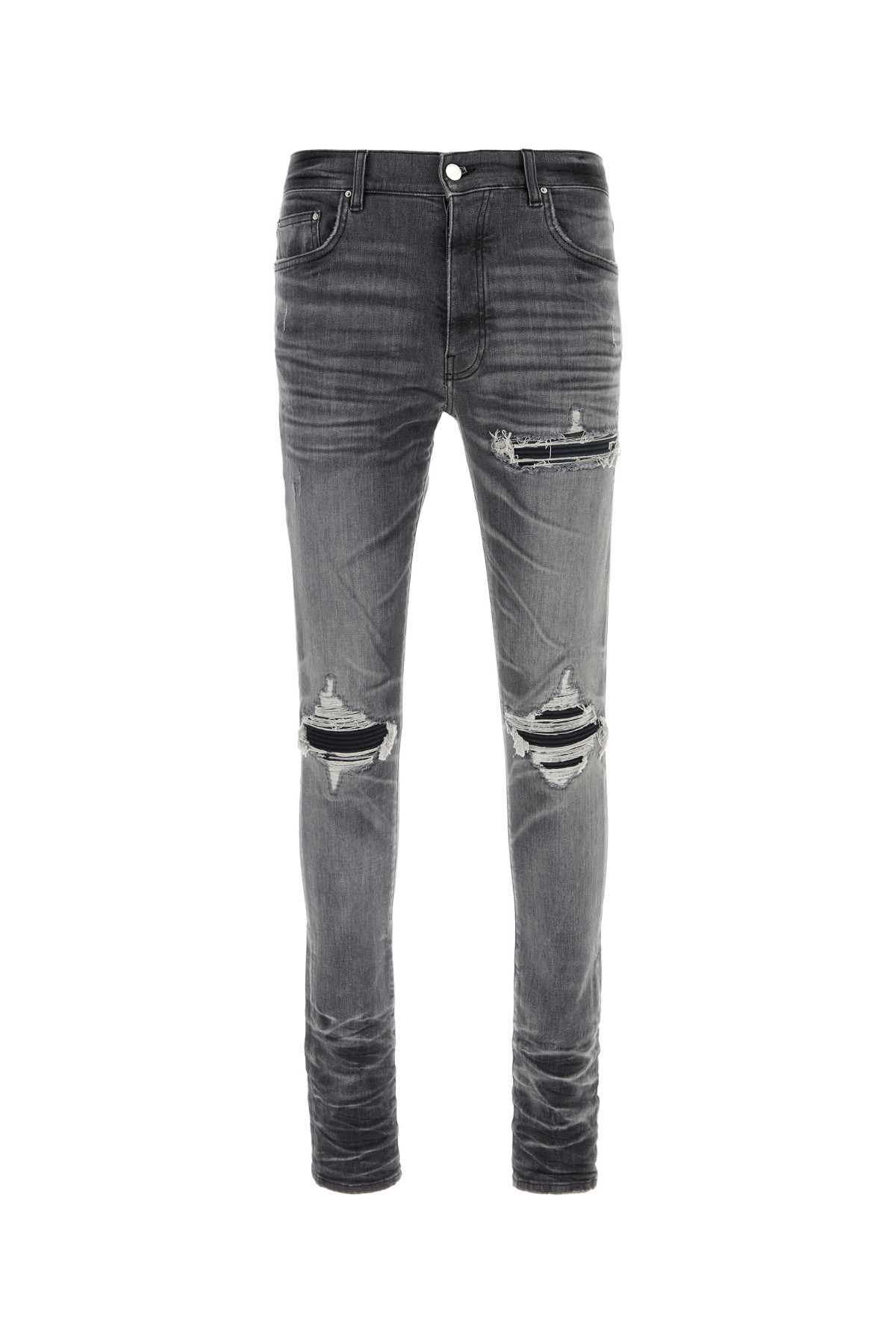 Amiri Stretch Denim Jeans Distressed Detailing In Gray