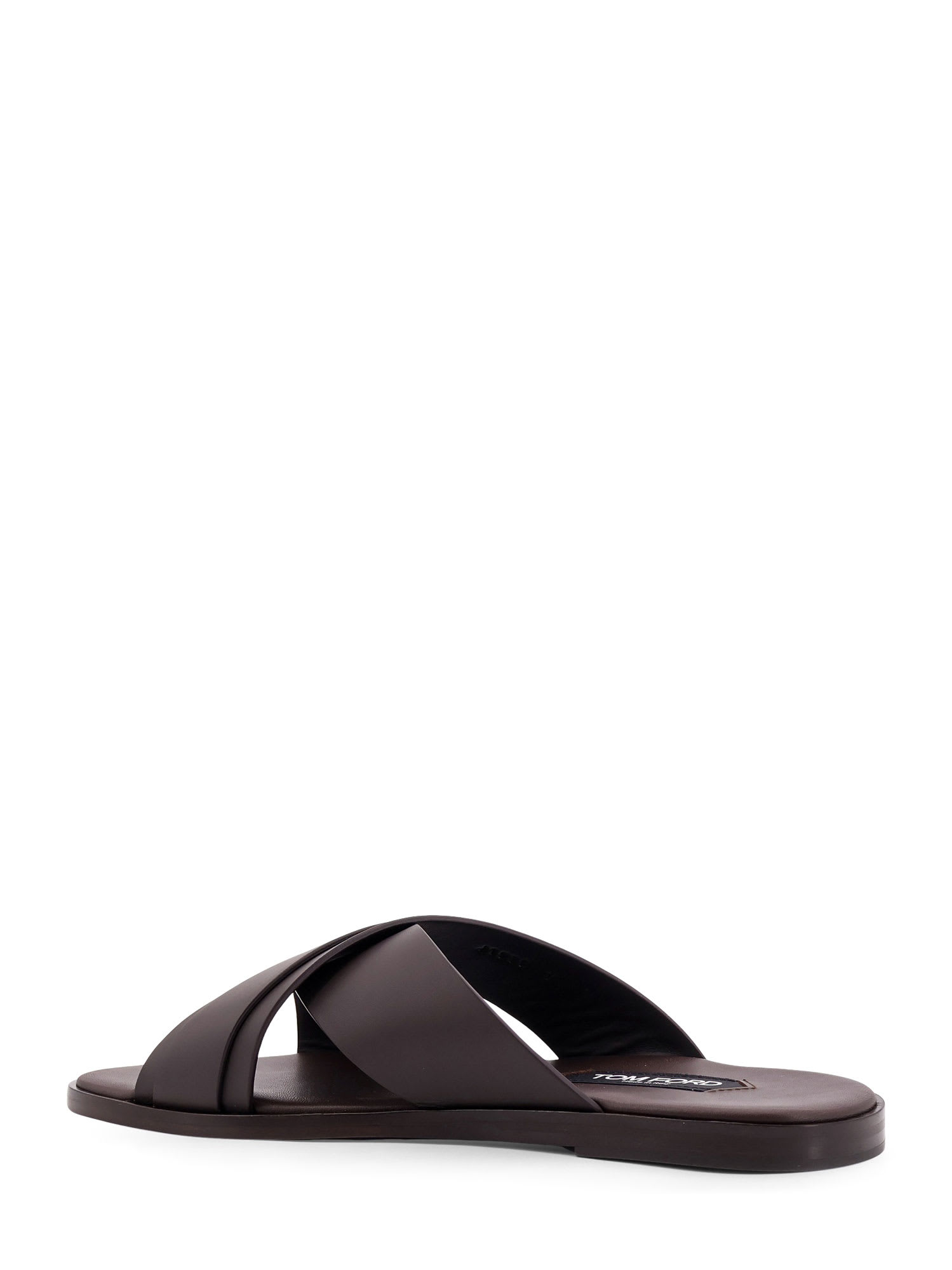 Tom Ford Mens Preston Crossover-strap Leather Sandals Dark Brow In Brown