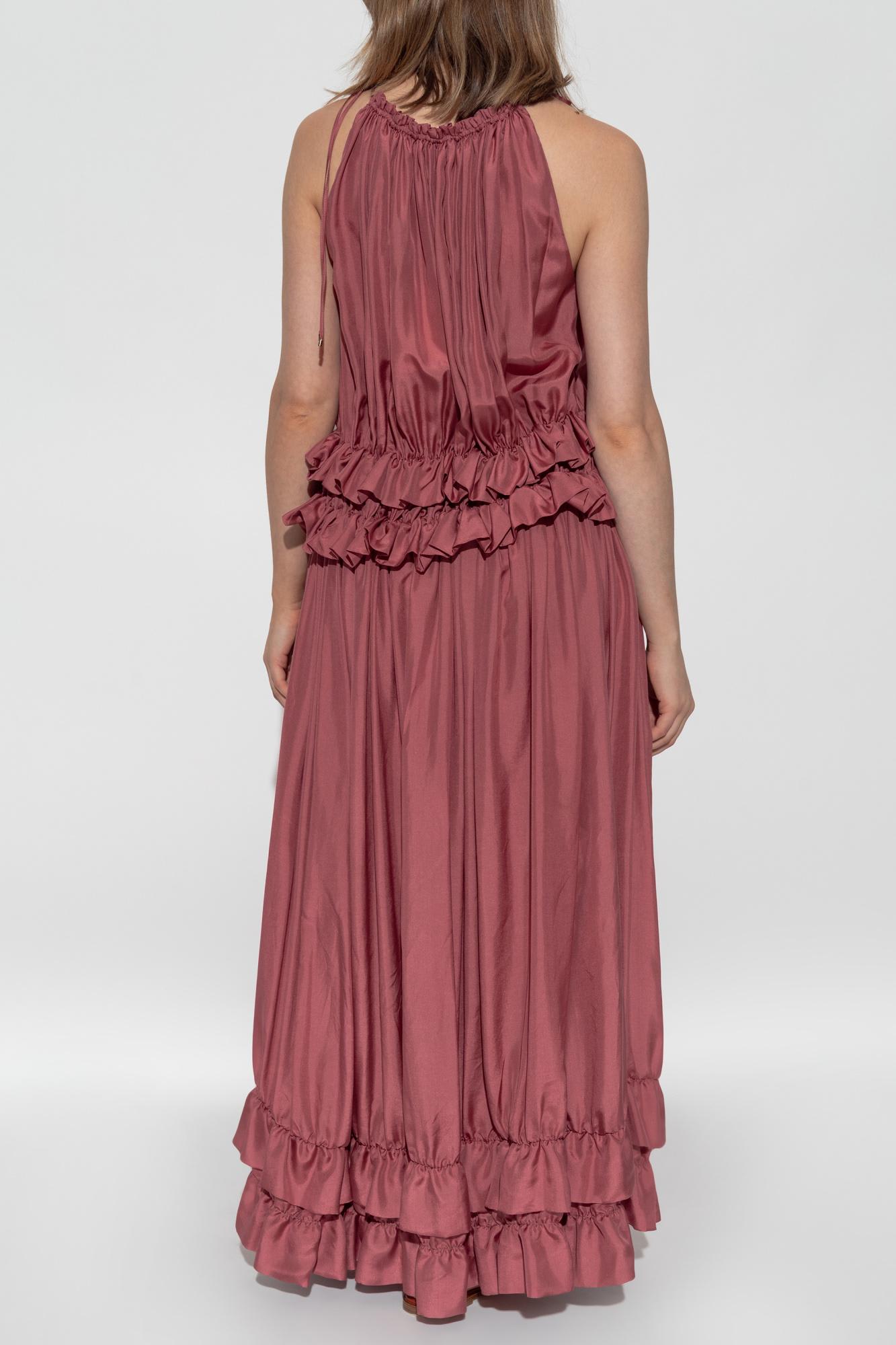 Chloé Silk Dress With Ruffles In Pink