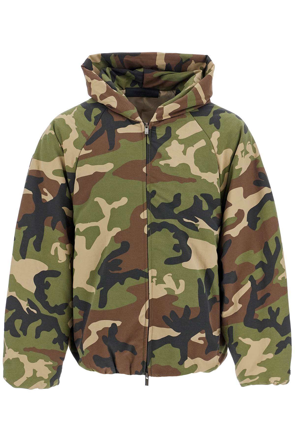 Shop Fear Of God Jacket With Camouflage Print In Woodland Camo (khaki)