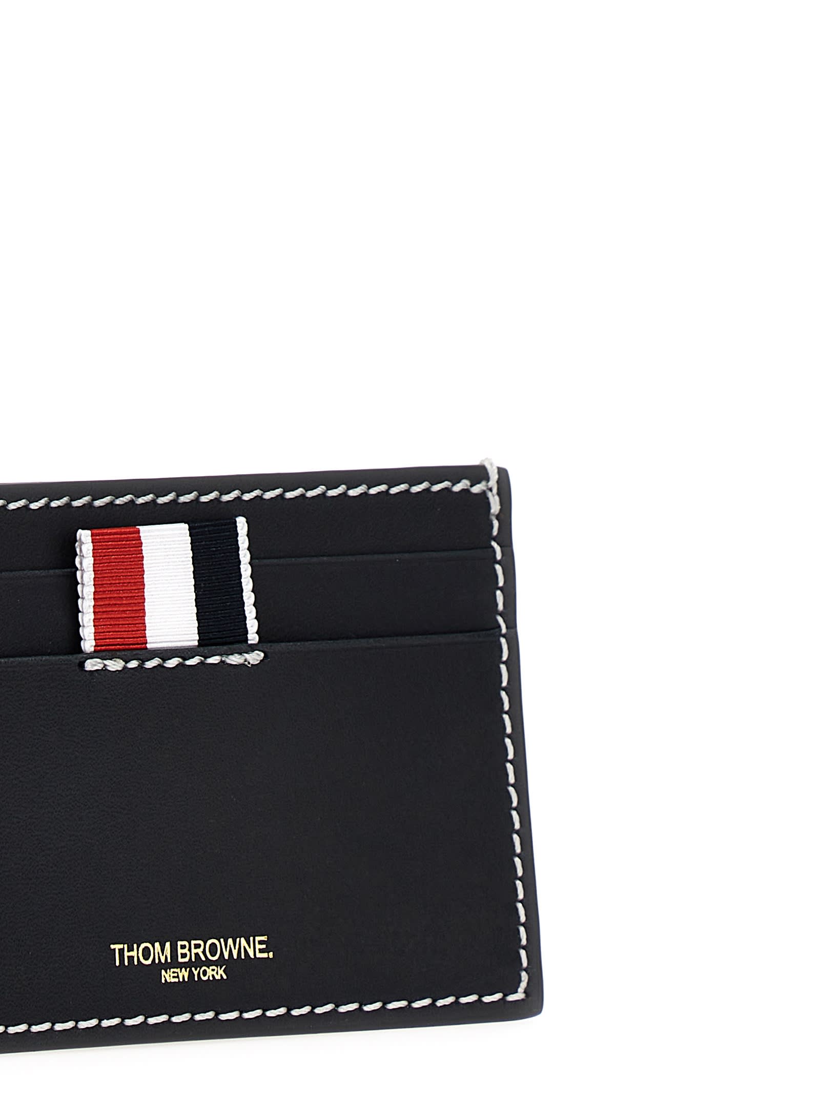 Shop Thom Browne Logo Cardholder In Blue