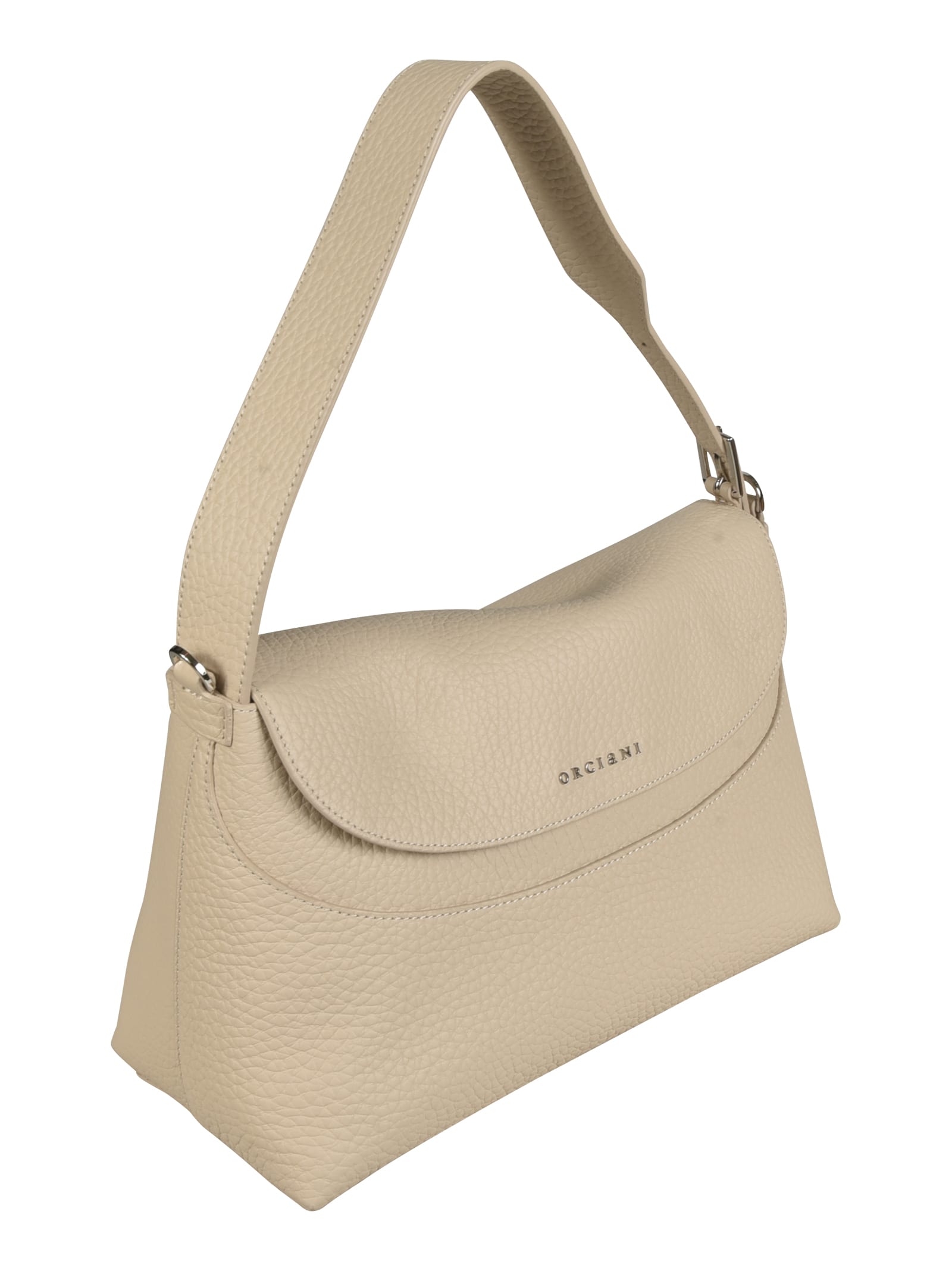 Shop Orciani Logo Flap Shoulder Bag In Ivory