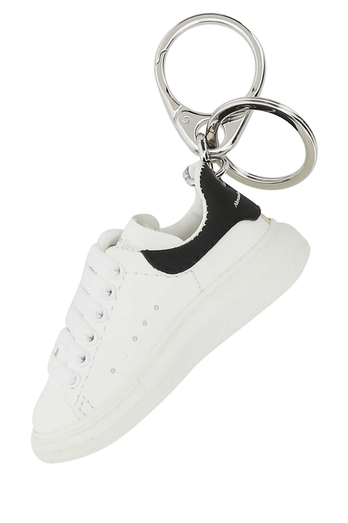 Shop Alexander Mcqueen White Leather Key Ring In 9074