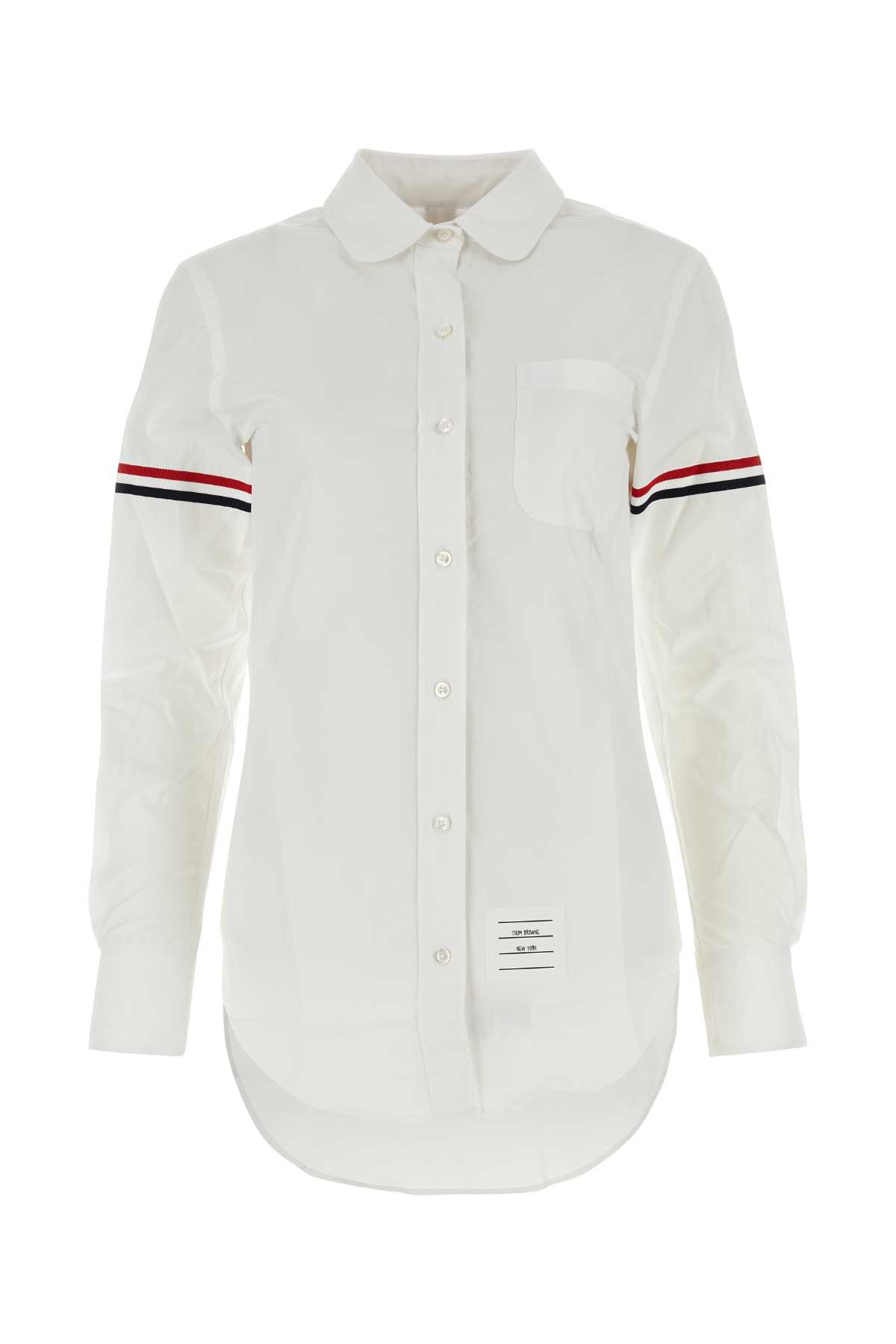 Shop Thom Browne White Poplin Shirt In 100