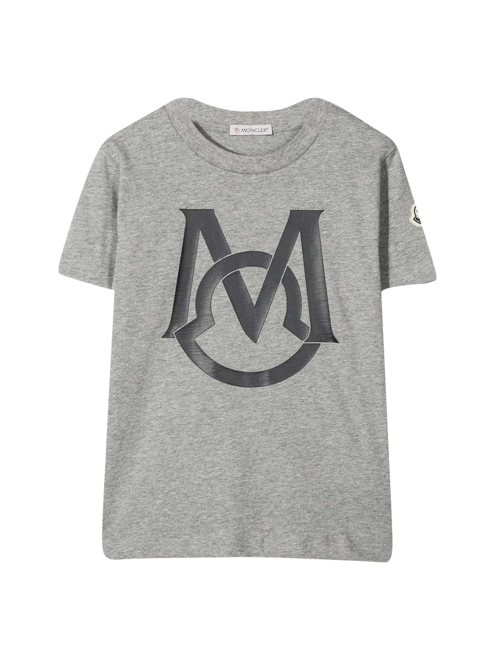 Moncler Kids' Grey T-shirt With Print In Unica