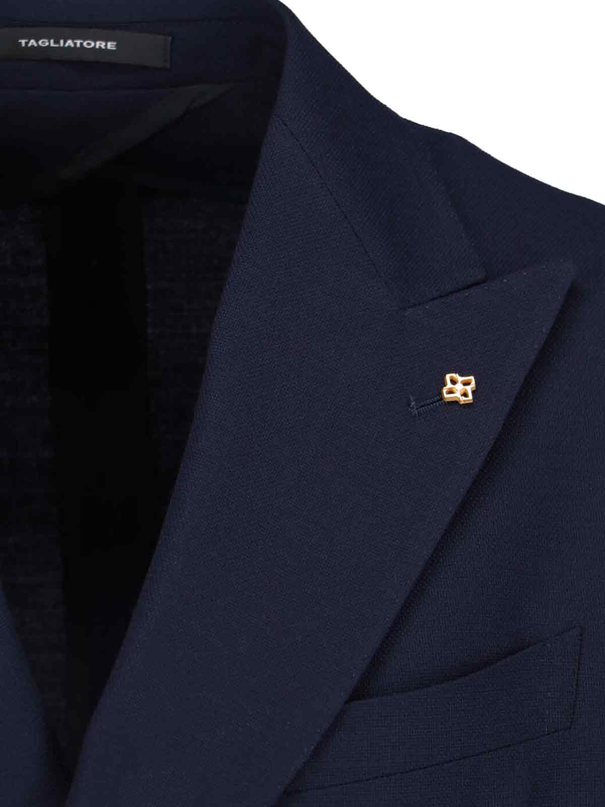Shop Tagliatore Double-breasted Blazer In Blue