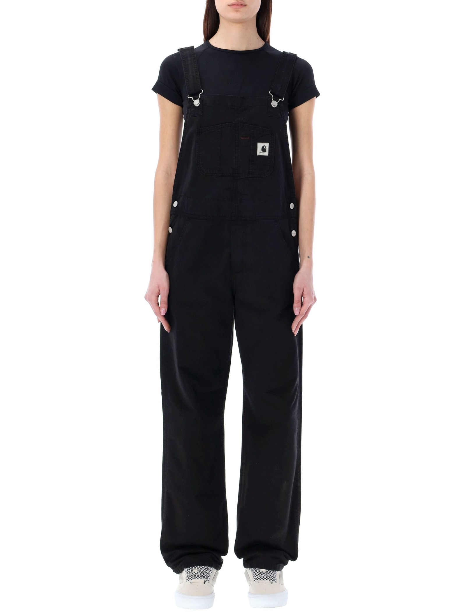 Carhartt Black Denim Overalls With Pocket In Black