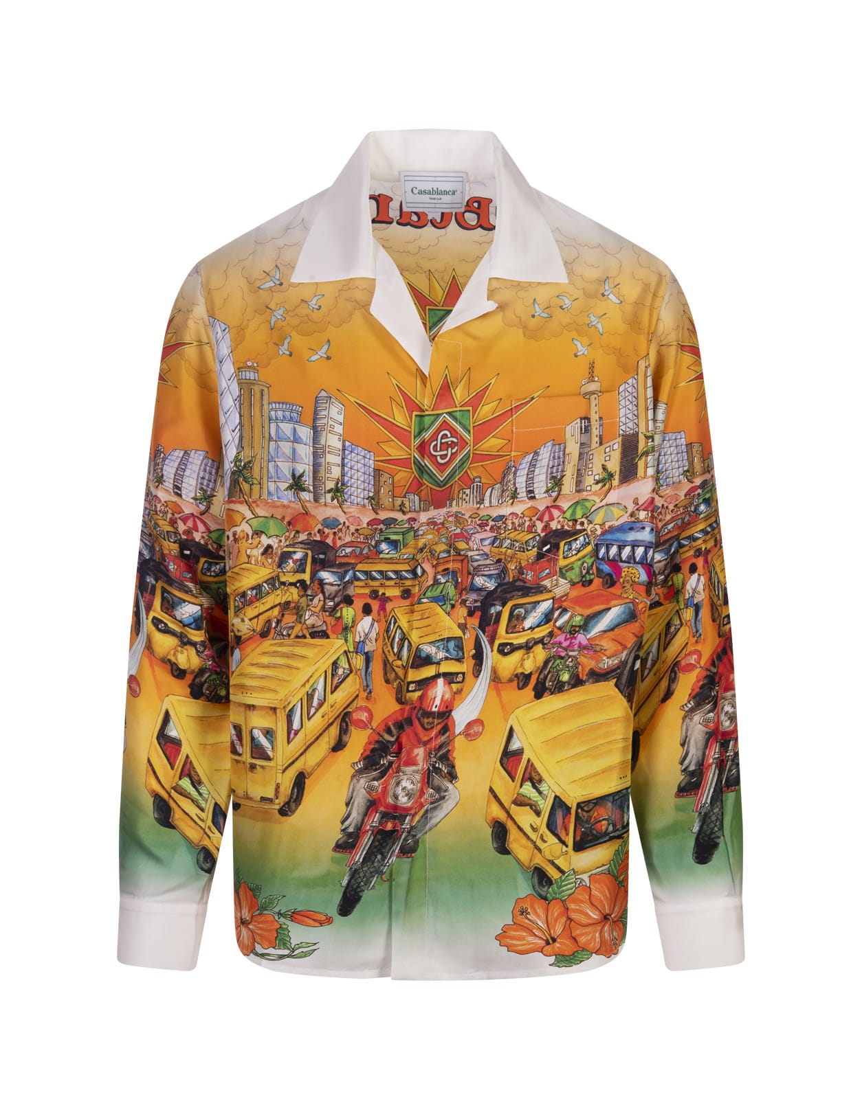 Shop Casablanca Traffic Linen Shirt In Multicolour