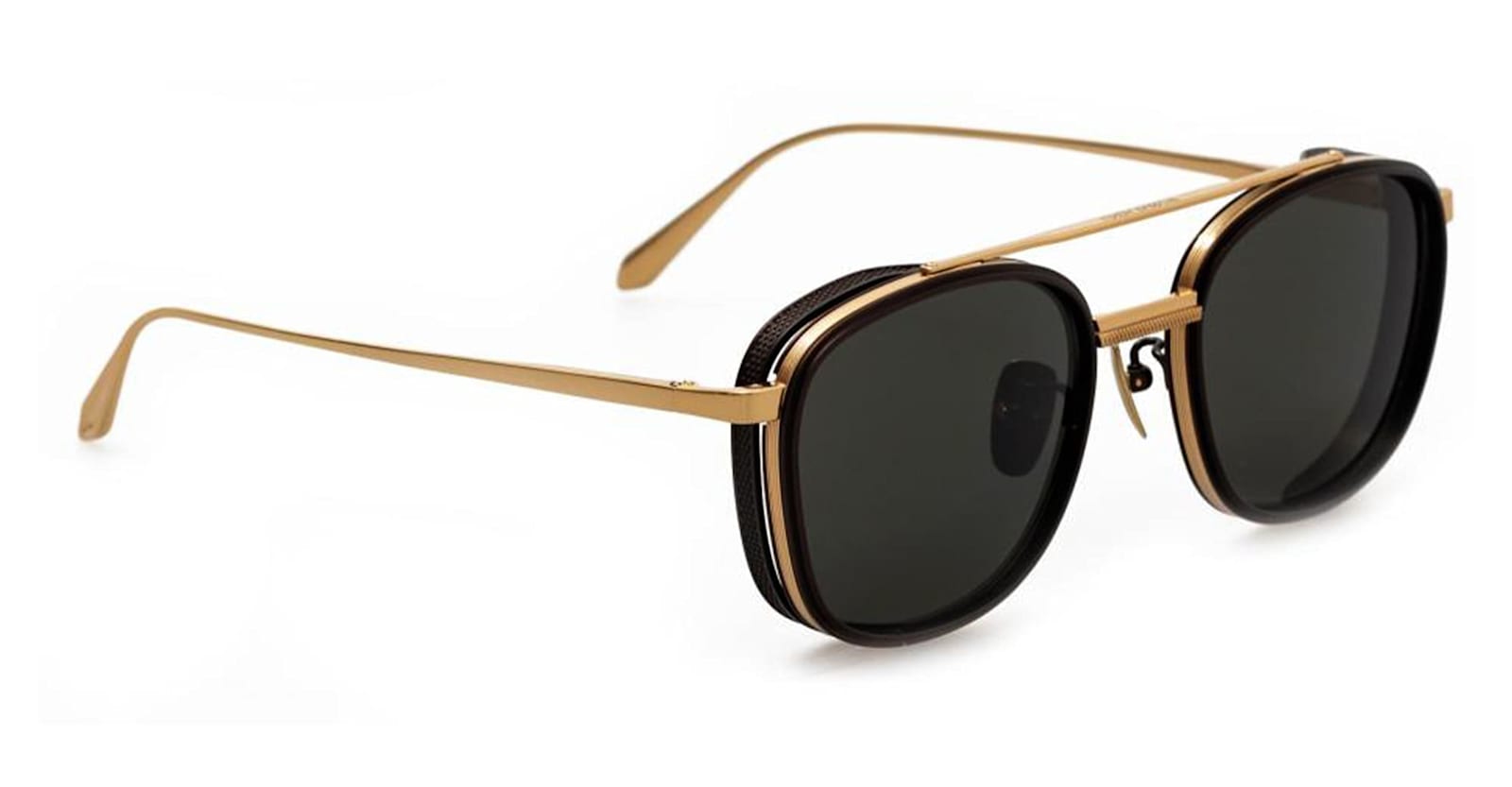 Linda Farrow Varo - Yellow Gold / Black / Grey Lens Sunglasses In Gold