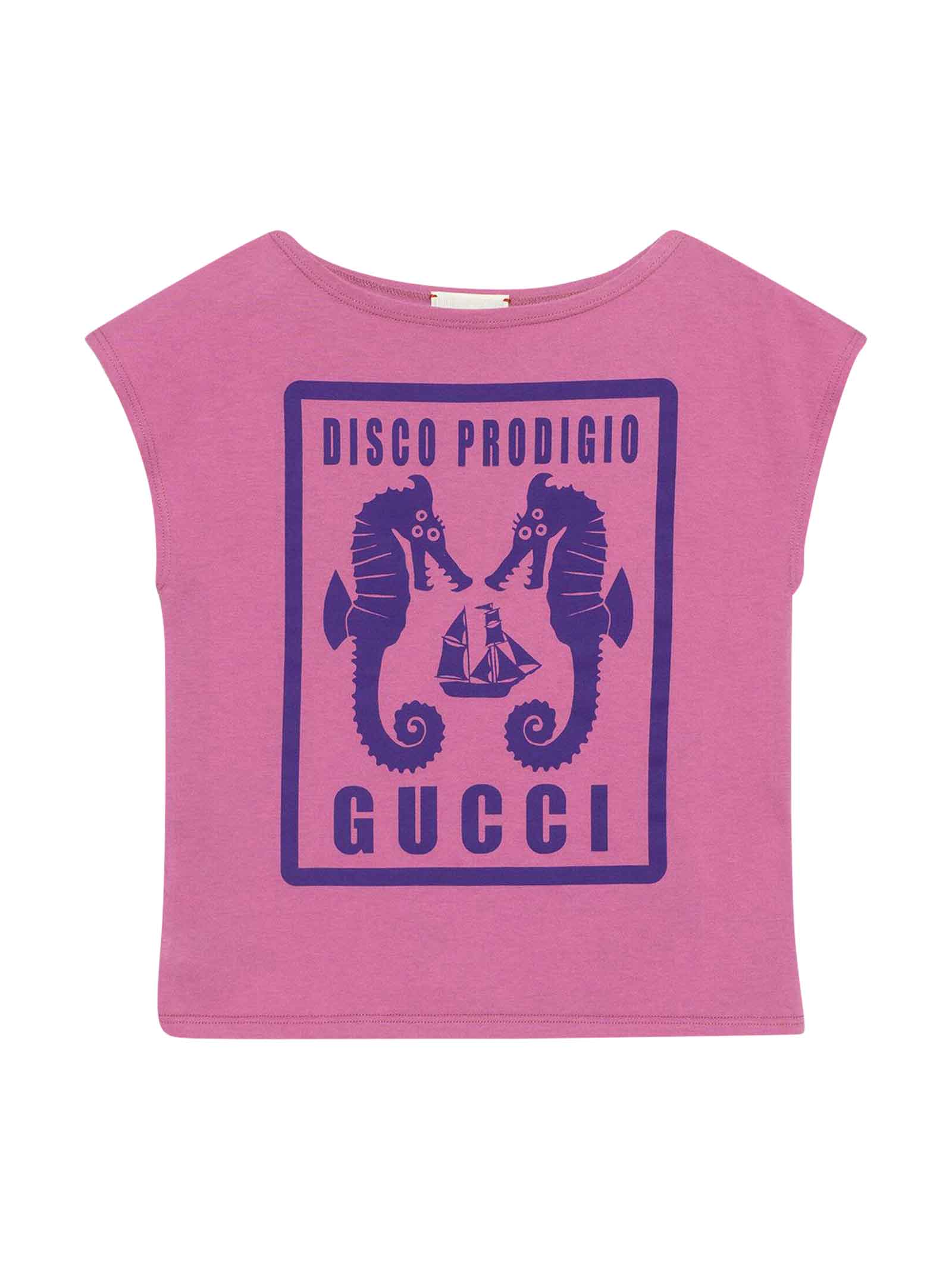 GUCCI PINK TEEN T-SHIRT WITH PRESS,11260587