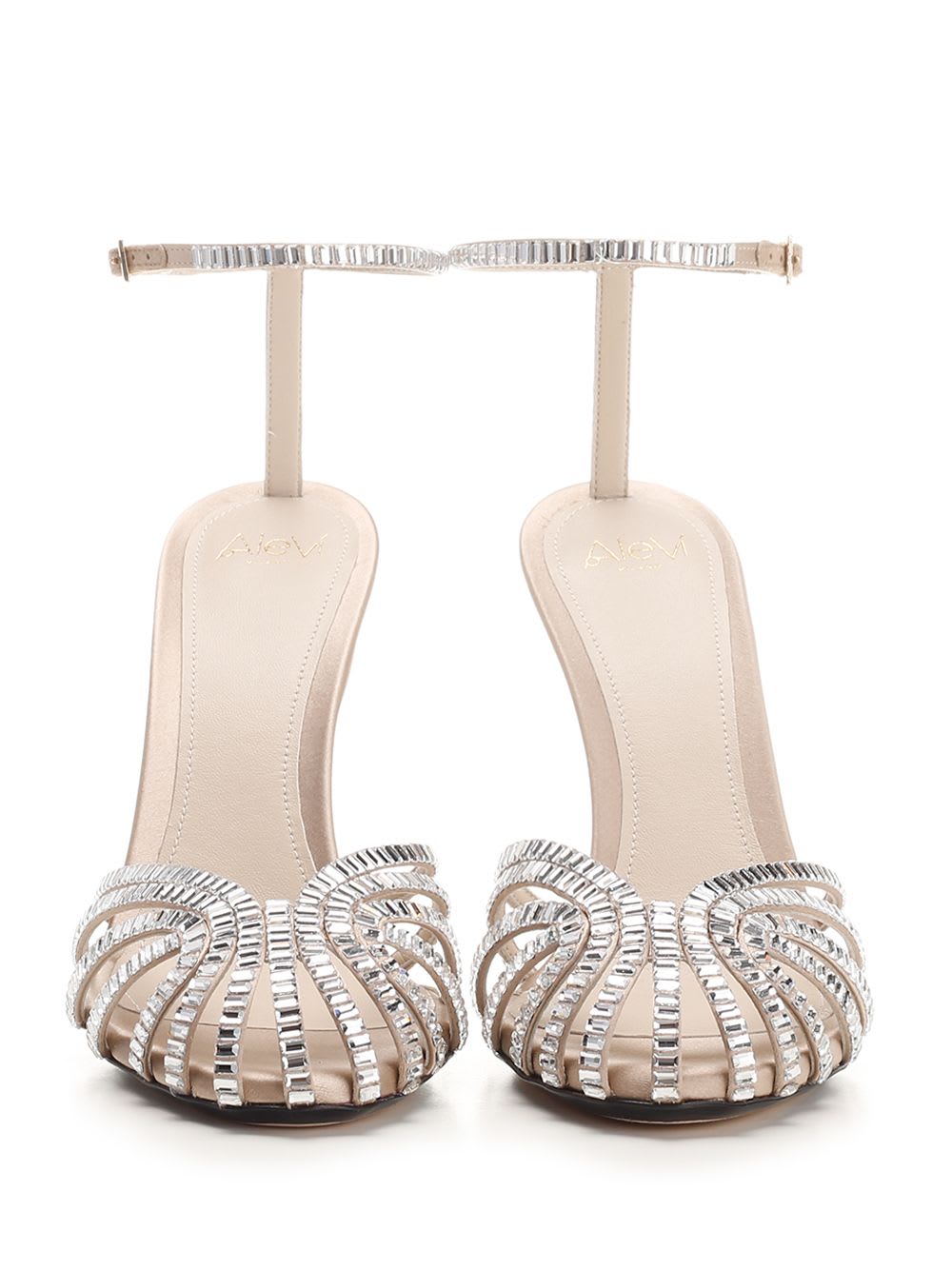 Alevì Penelope 110mm Satin Sandals In Neutral
