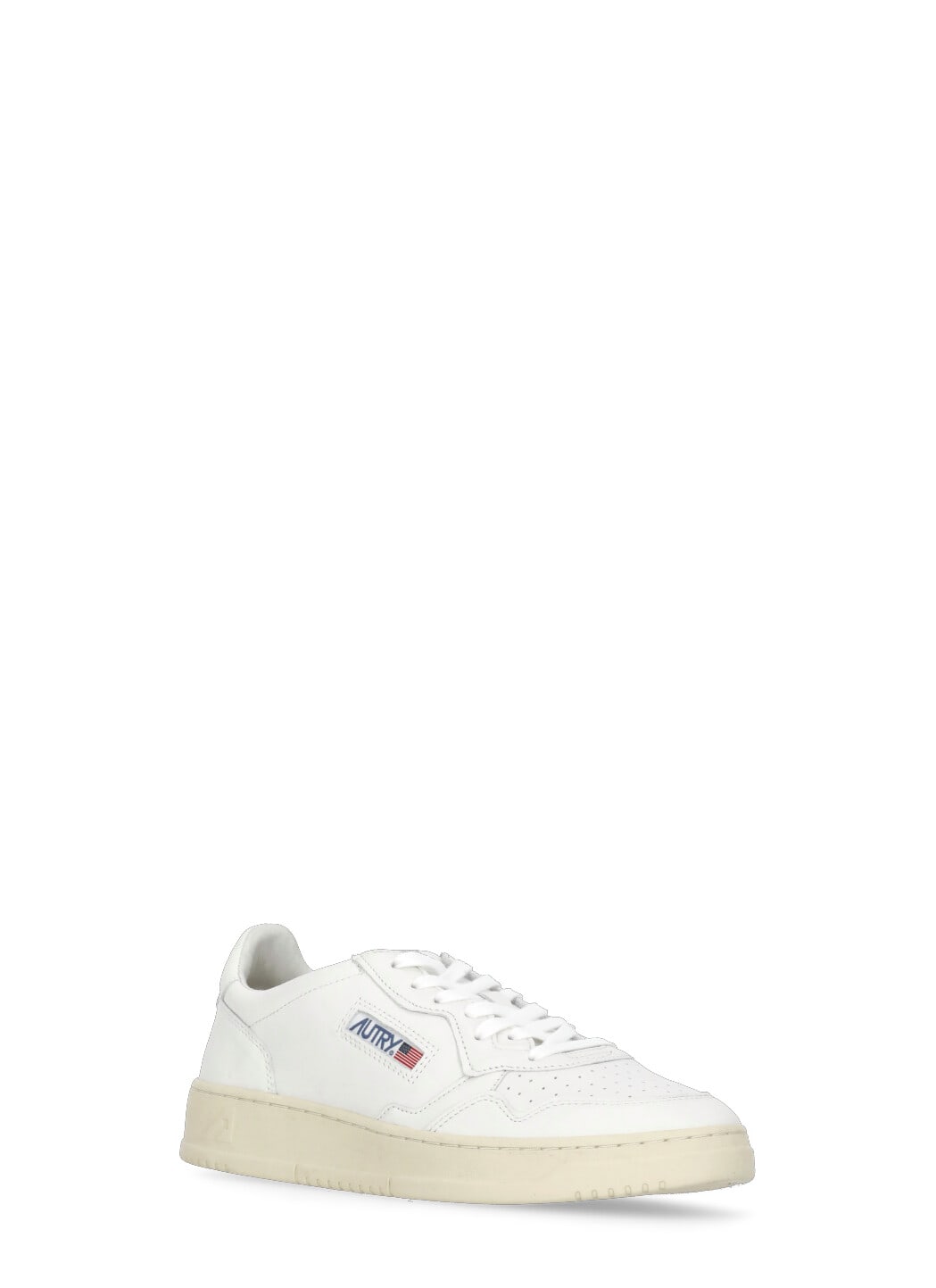 Autry Leather Low-top Sneakers With Perforated Toe Box In White