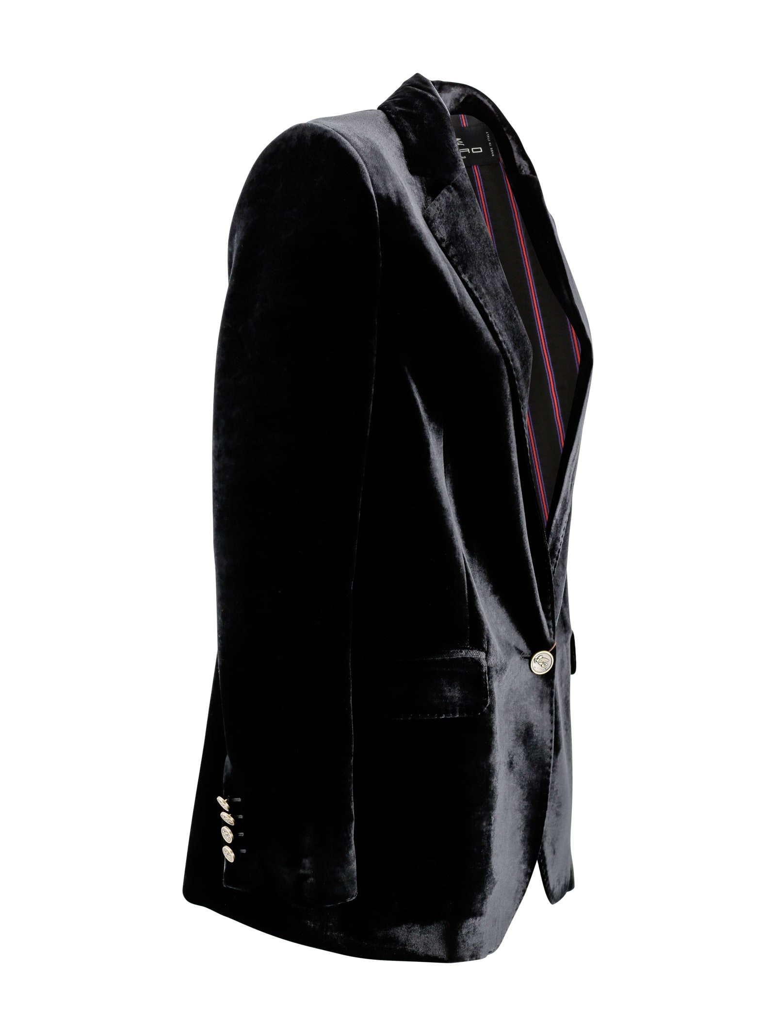 Shop Etro Velvet Jacket In Black