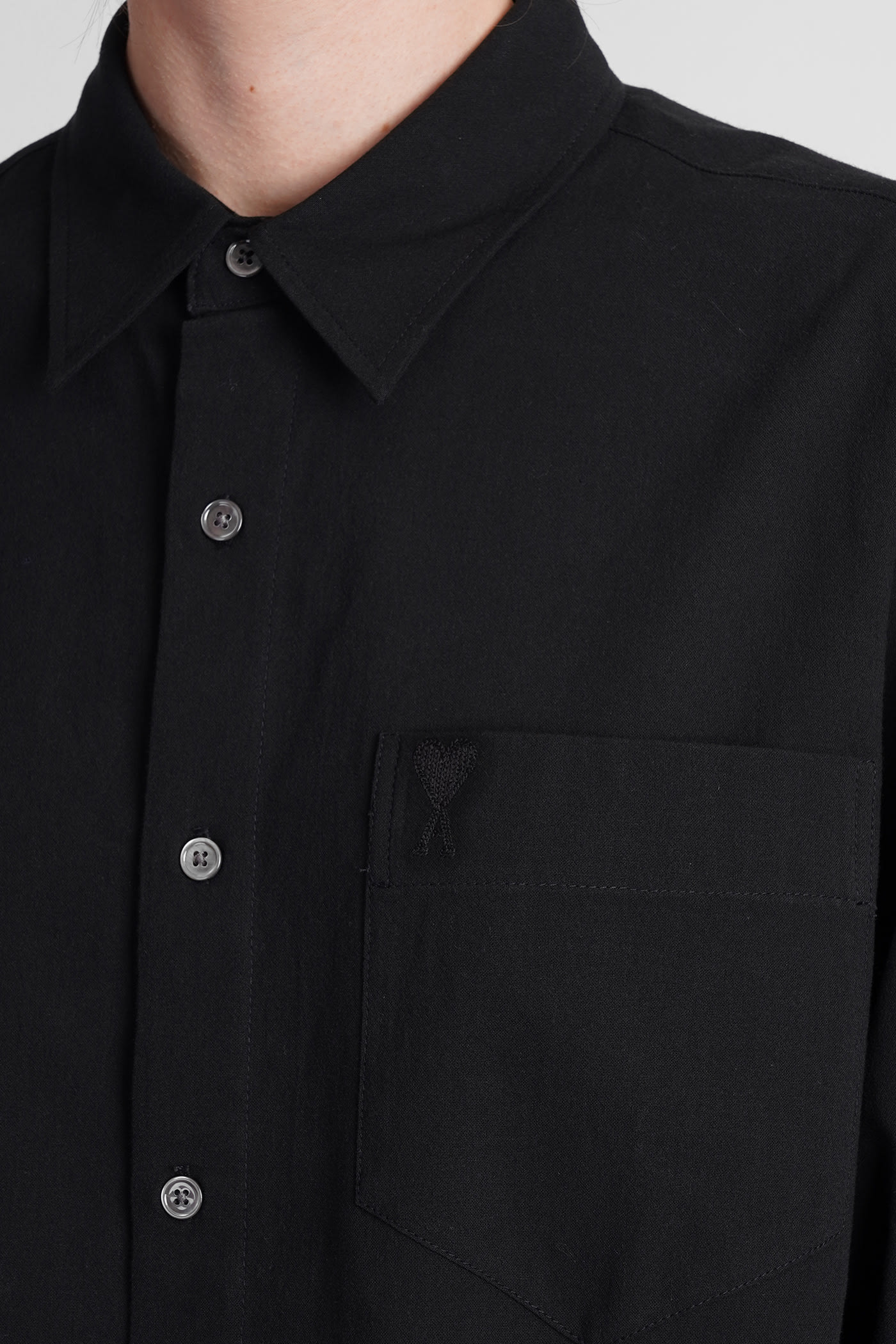 Shop Ami Alexandre Mattiussi Shirt In Black Cotton