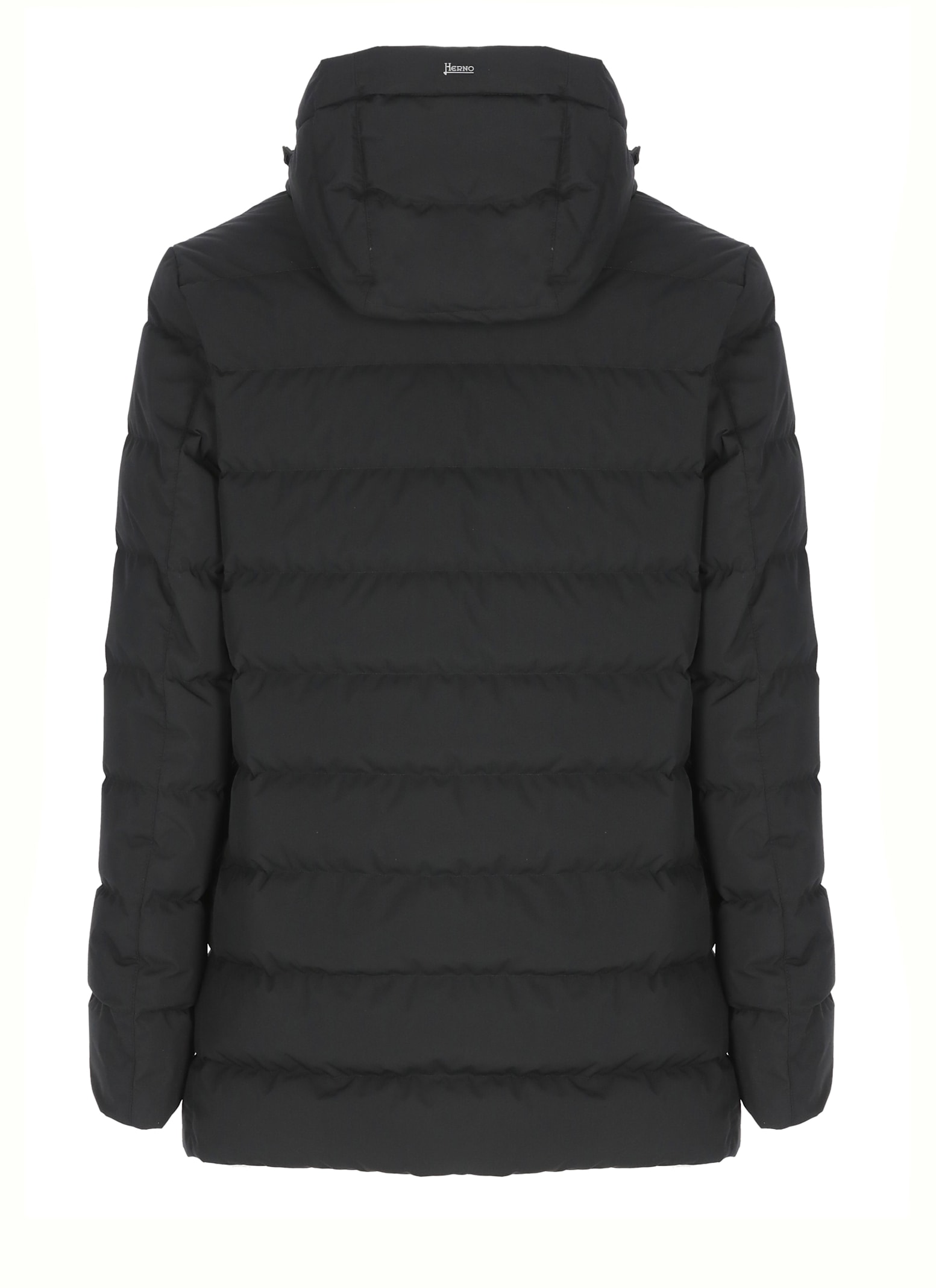 Herno Quilted Down Jacket With Adjustable Hood And Buttoned Pockets In Black