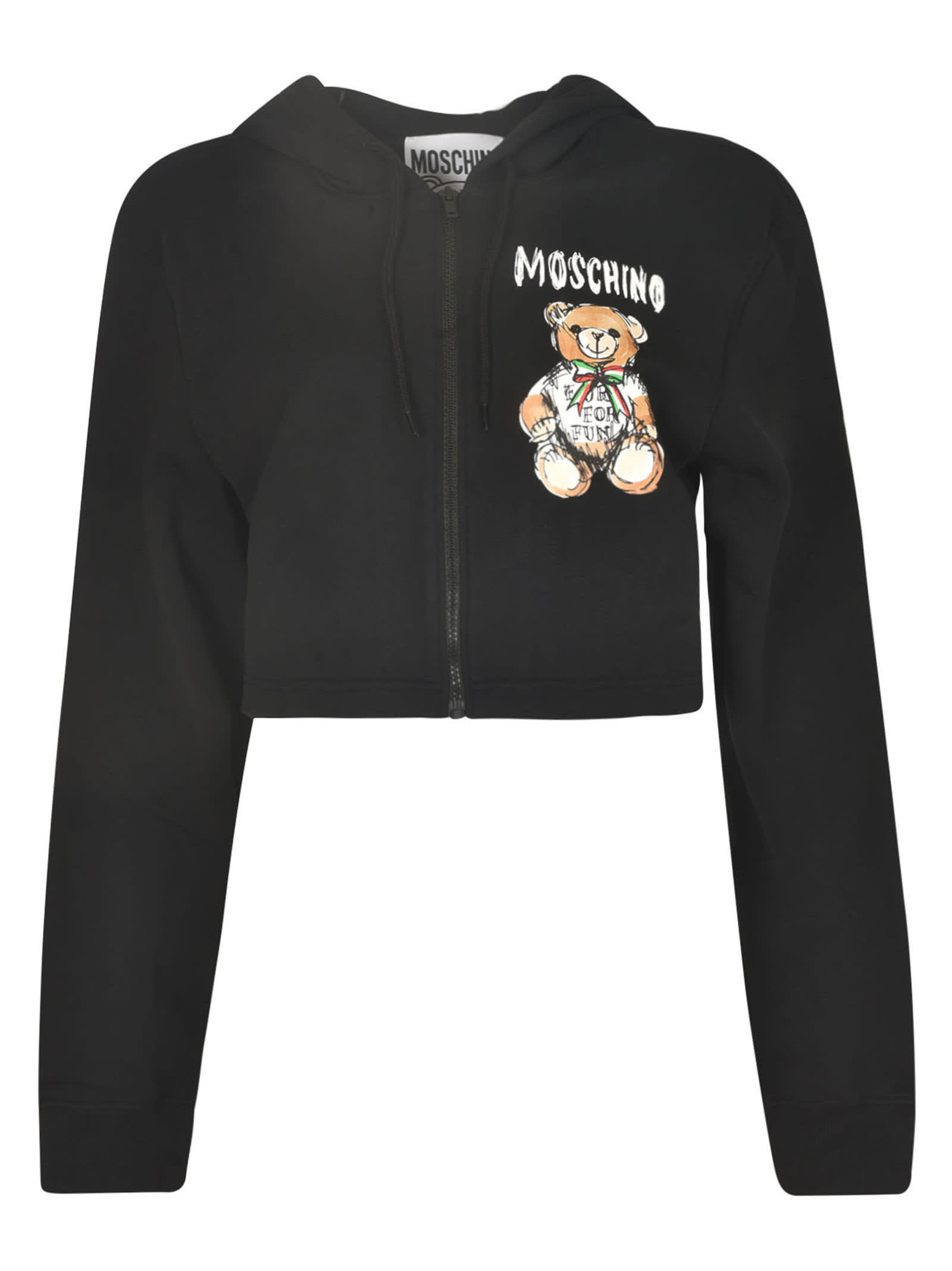 Cropped Sweatshirt With Teddy Bear Logo