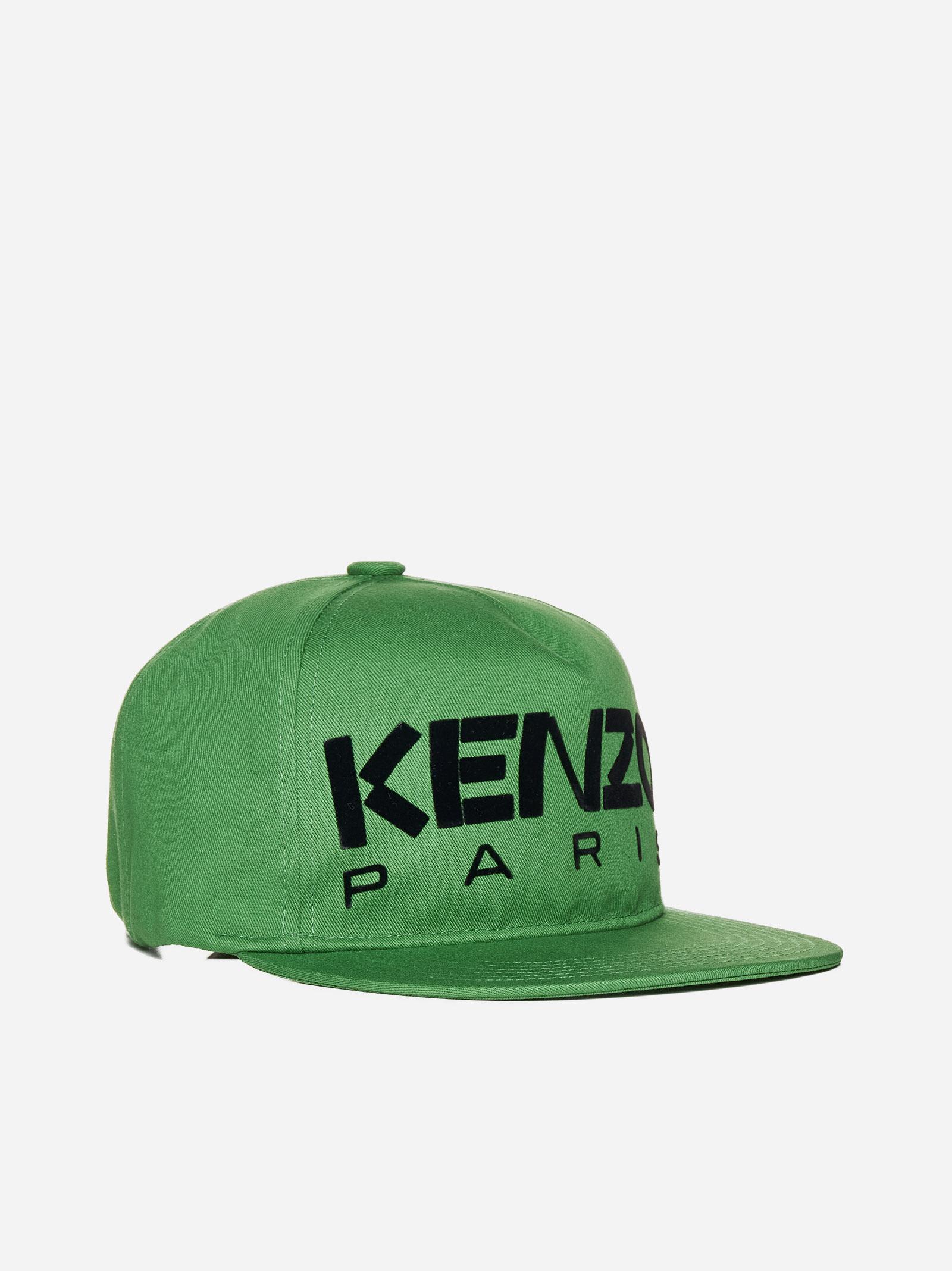 Shop Kenzo Logo Cotton Baseball Cap In Green