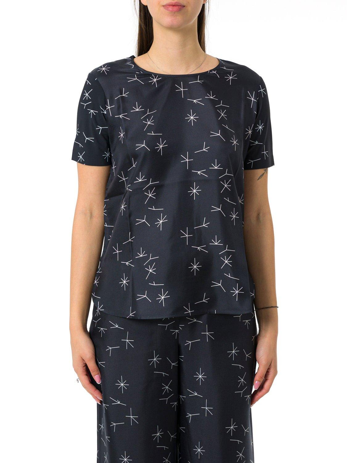 Max Mara All-over Patterned Crewneck Blouse In Black