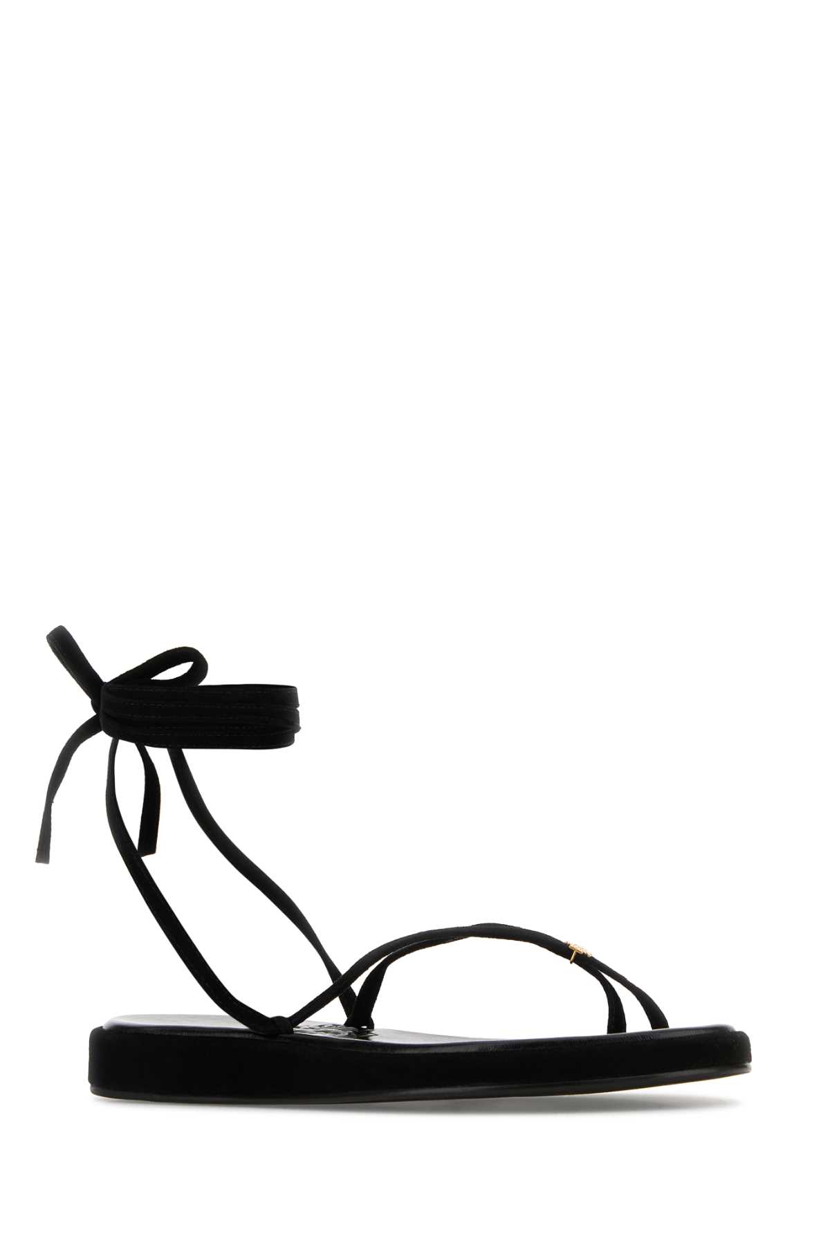 Tory Burch Suede Capri Sandals Flat Sole Strappy Design In Black
