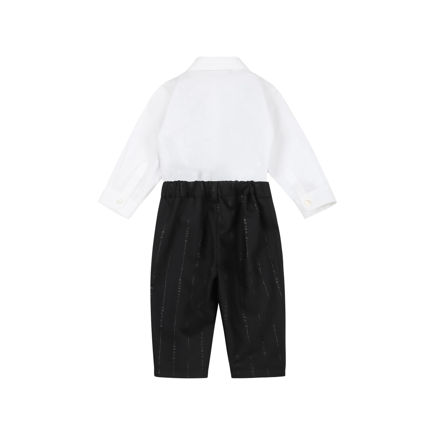 Balmain Black Cotton Suit For Baby Boy With In Black