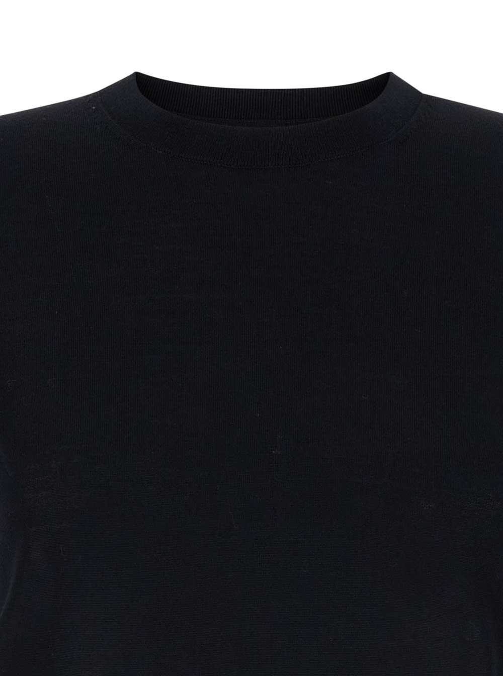 Shop Theory Black Crewneck T-shirt In Wool Blend Woman