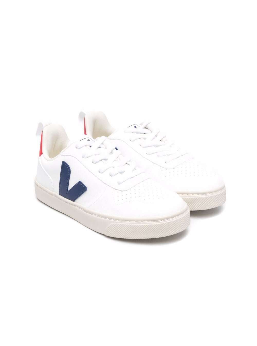 Veja Kids Boys V-10 White Organic Cotton Sneakers With Logo