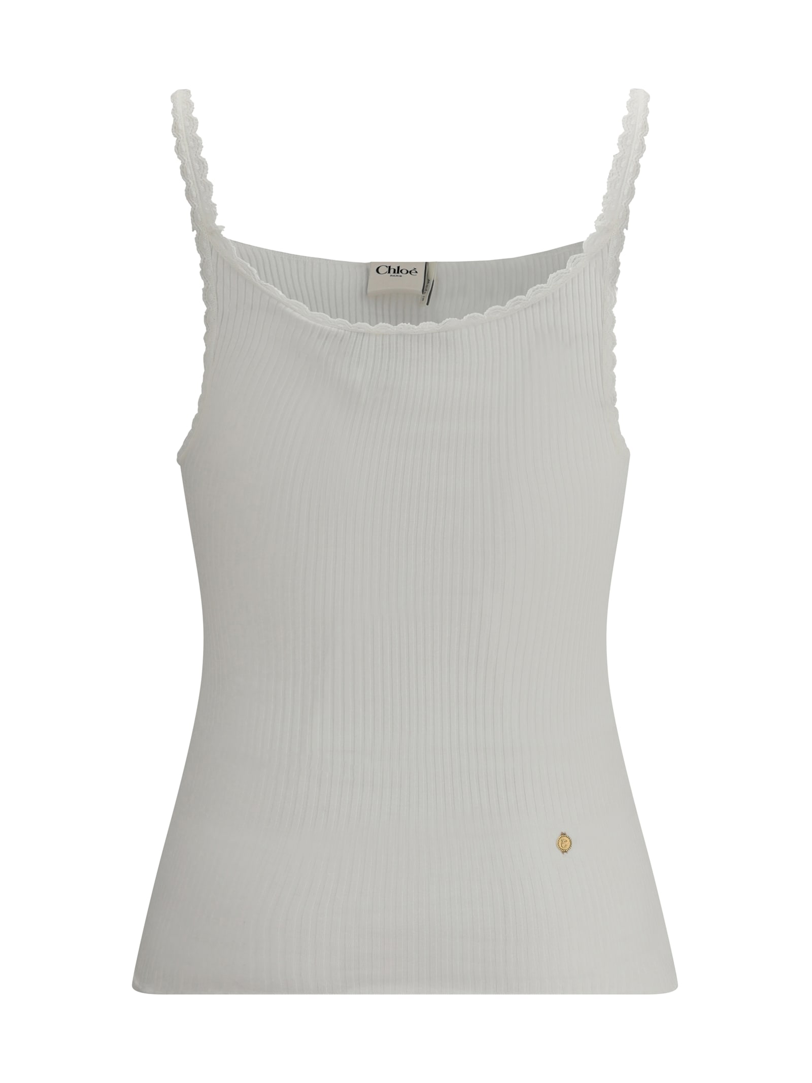 Chloé Women Cotton Tank Top In White