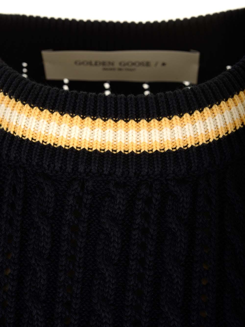 Shop Golden Goose Crewneck Sweater In Dark Blue/white/yellow