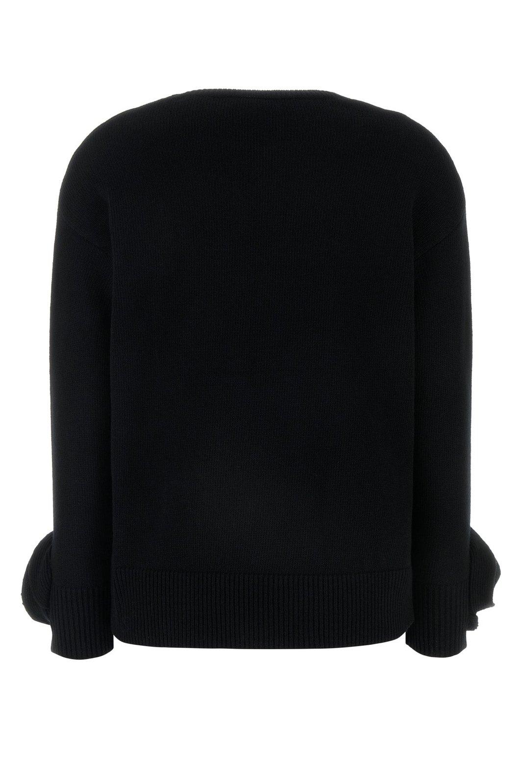 Shop Valentino Rose Embellished Crewneck Jumper In Black