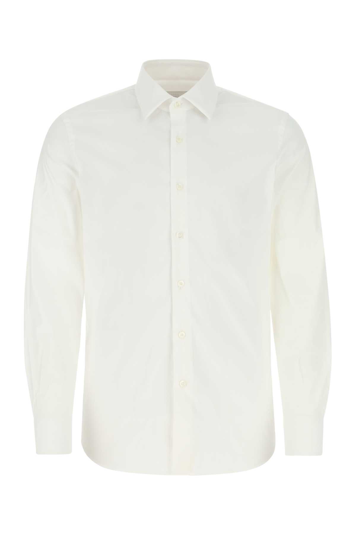 Shop Prada White Poplin Shirt In F0009