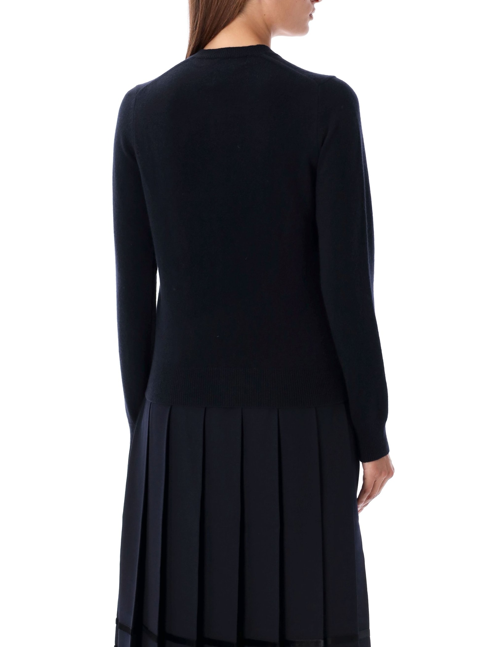 Shop Comme Des Garcons Girl Ribbon Embroidery Cardigan In Navy