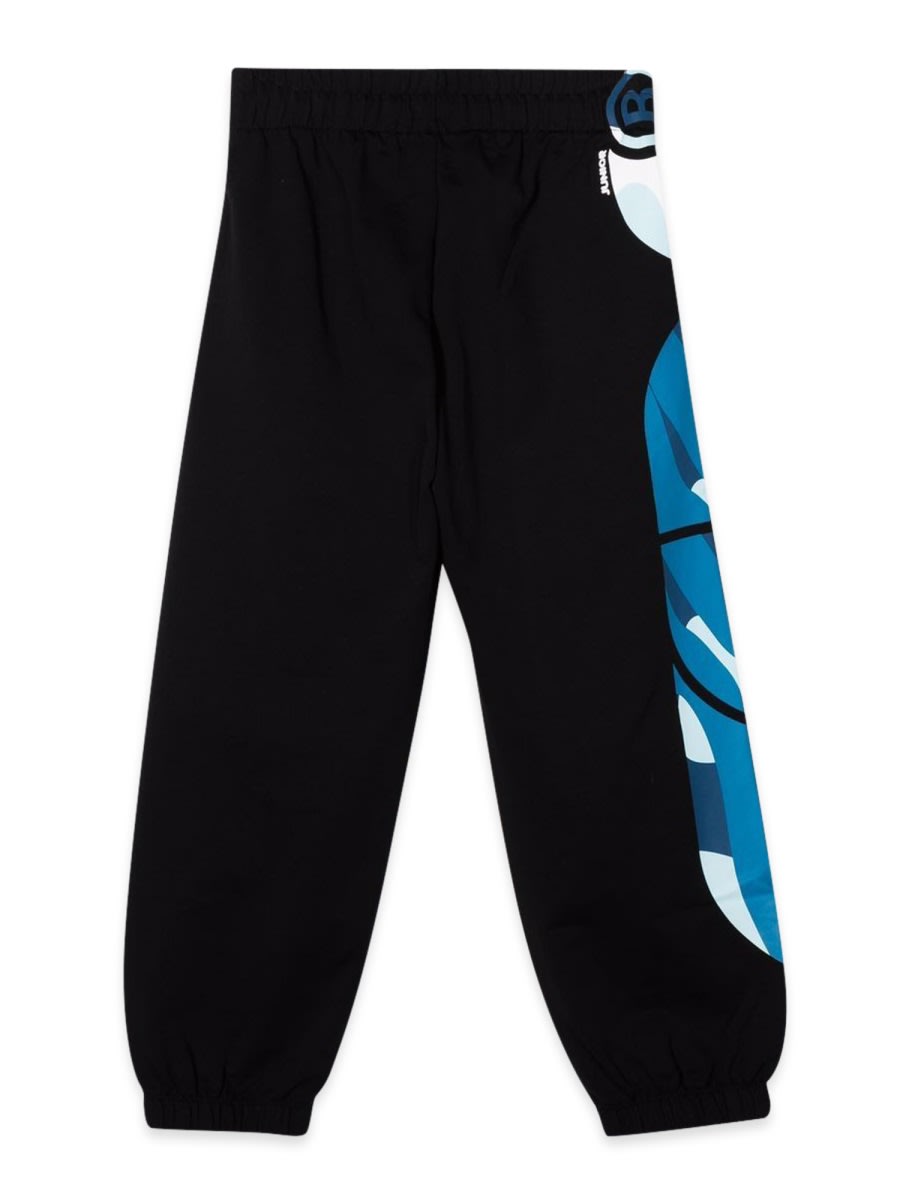Gcds Mini Gcds Pantaloni Neri In Felpa Di Cotone In Black