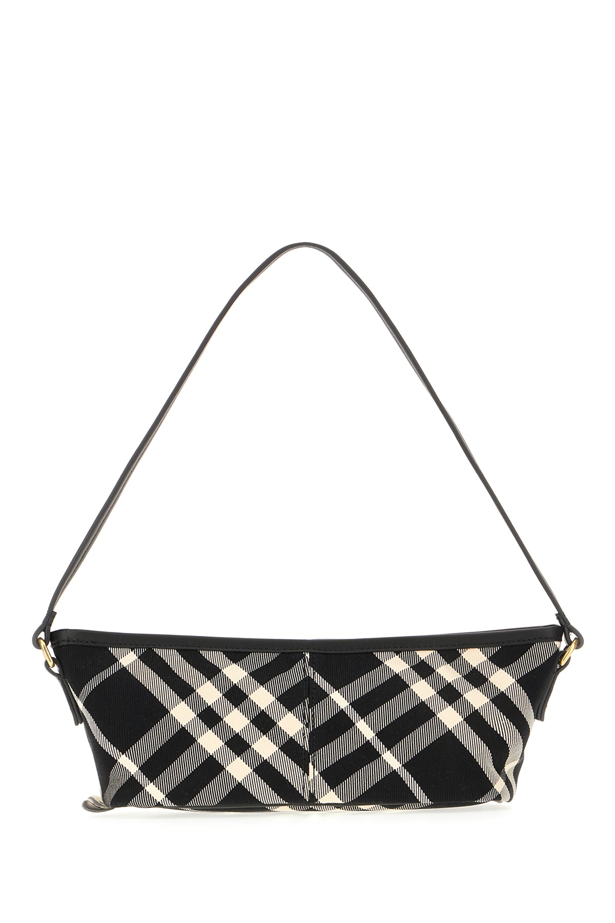 Shop Burberry Embroidered Cotton Mini Check Shoulder Bag In Black/calico