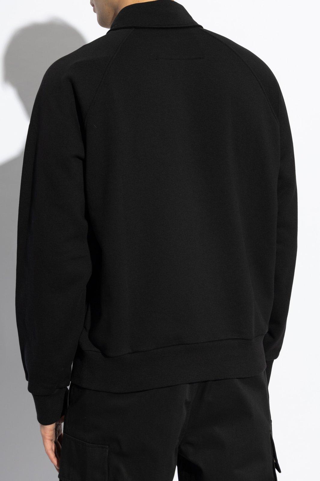 Givenchy Embroidered Logo Fleece Polo Sweatshirt In Black