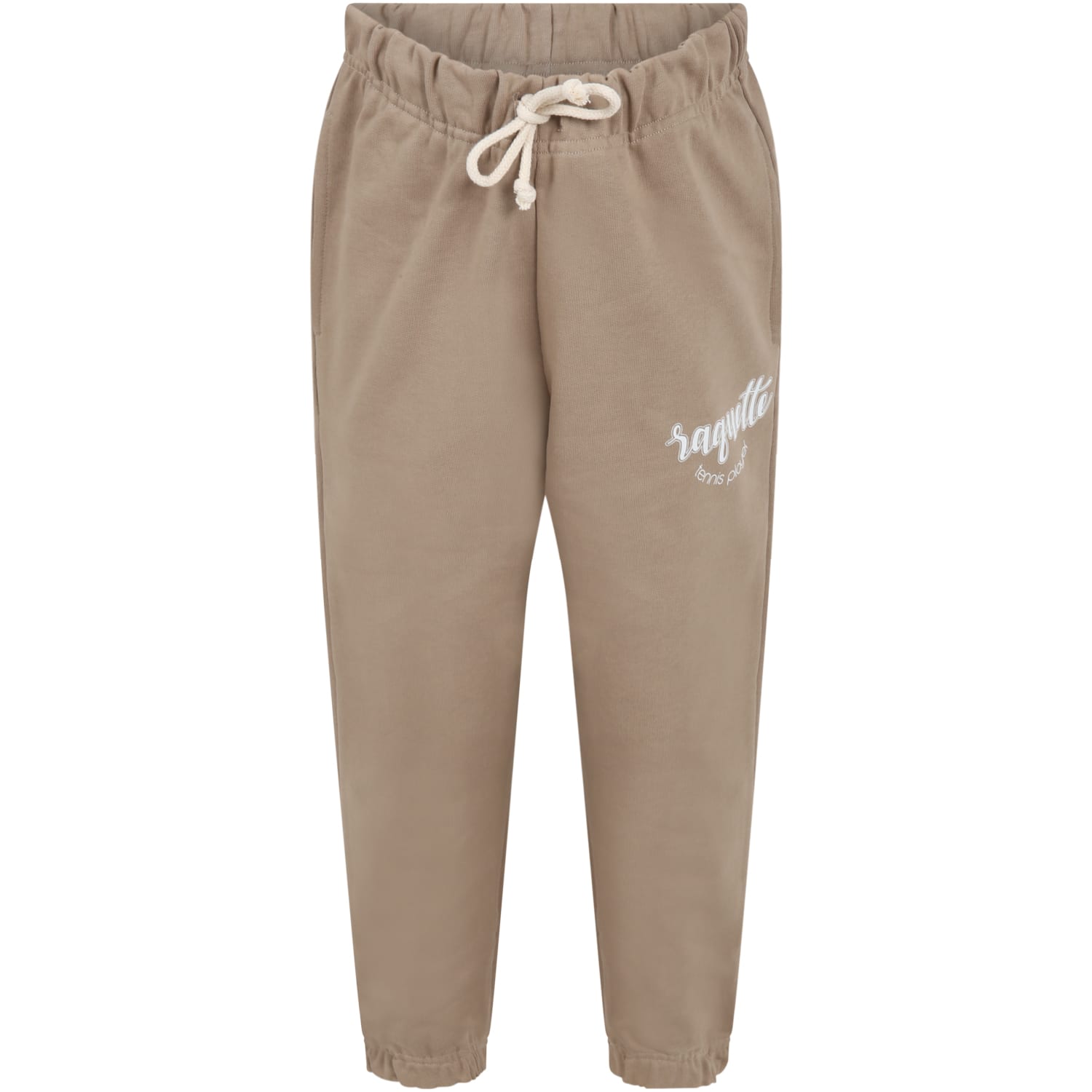 Raquette Beige Sweatpant For Boy With Logo