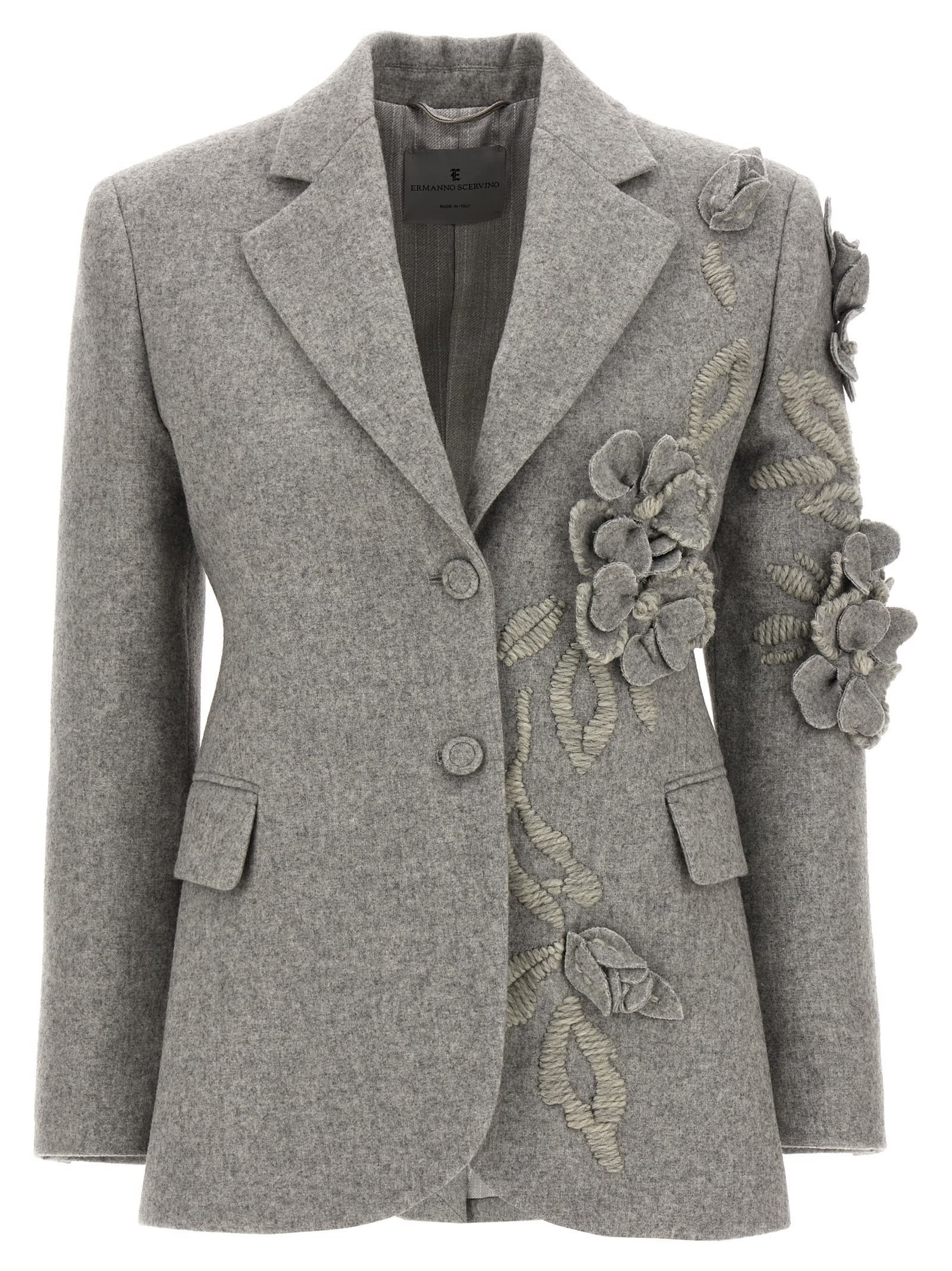 Floral Embroidery Single-breasted Blazer