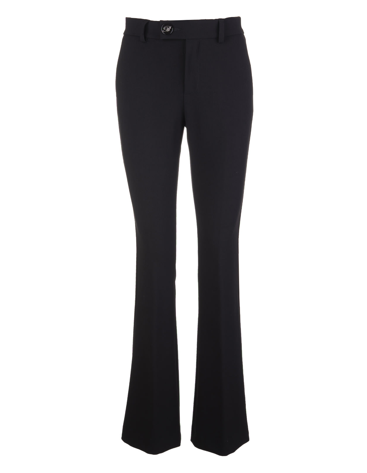 Blumarine Black Flared Trousers With Jewel Button