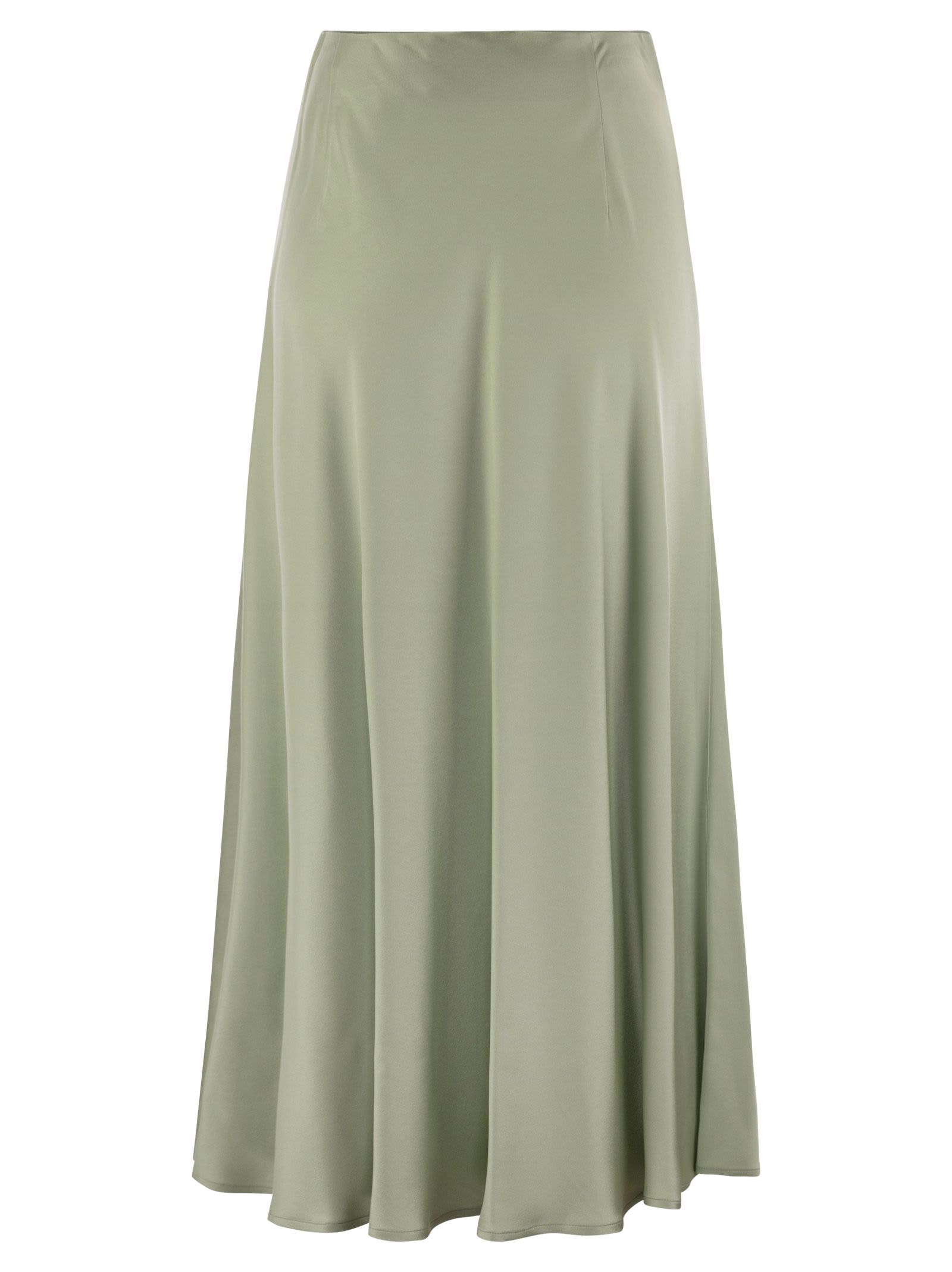 Shop Herno Satin Effect Long Skirt In Green