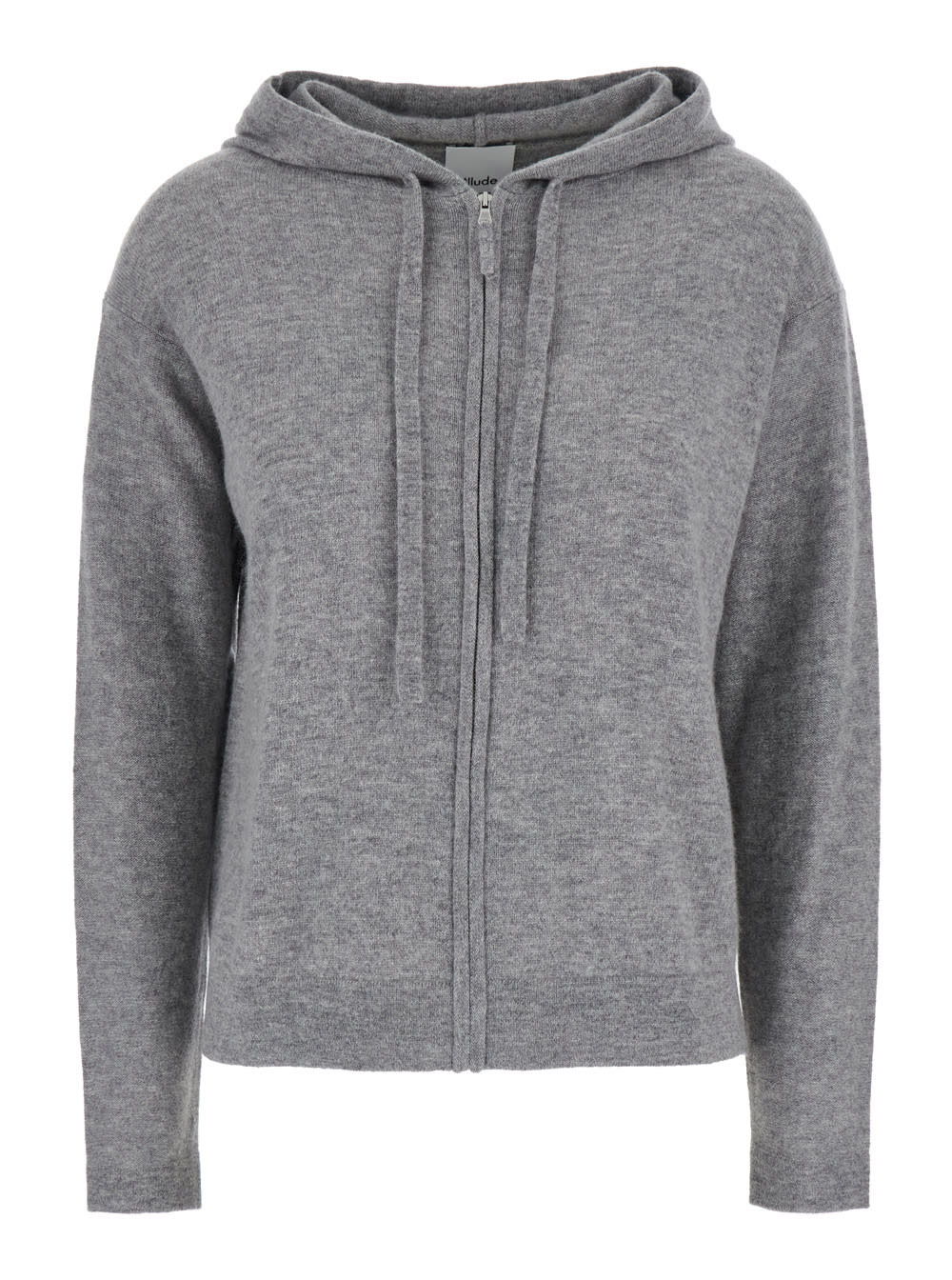 Shop Allude Grey Drawstring Hoodie In Wool And Cashmere Woman